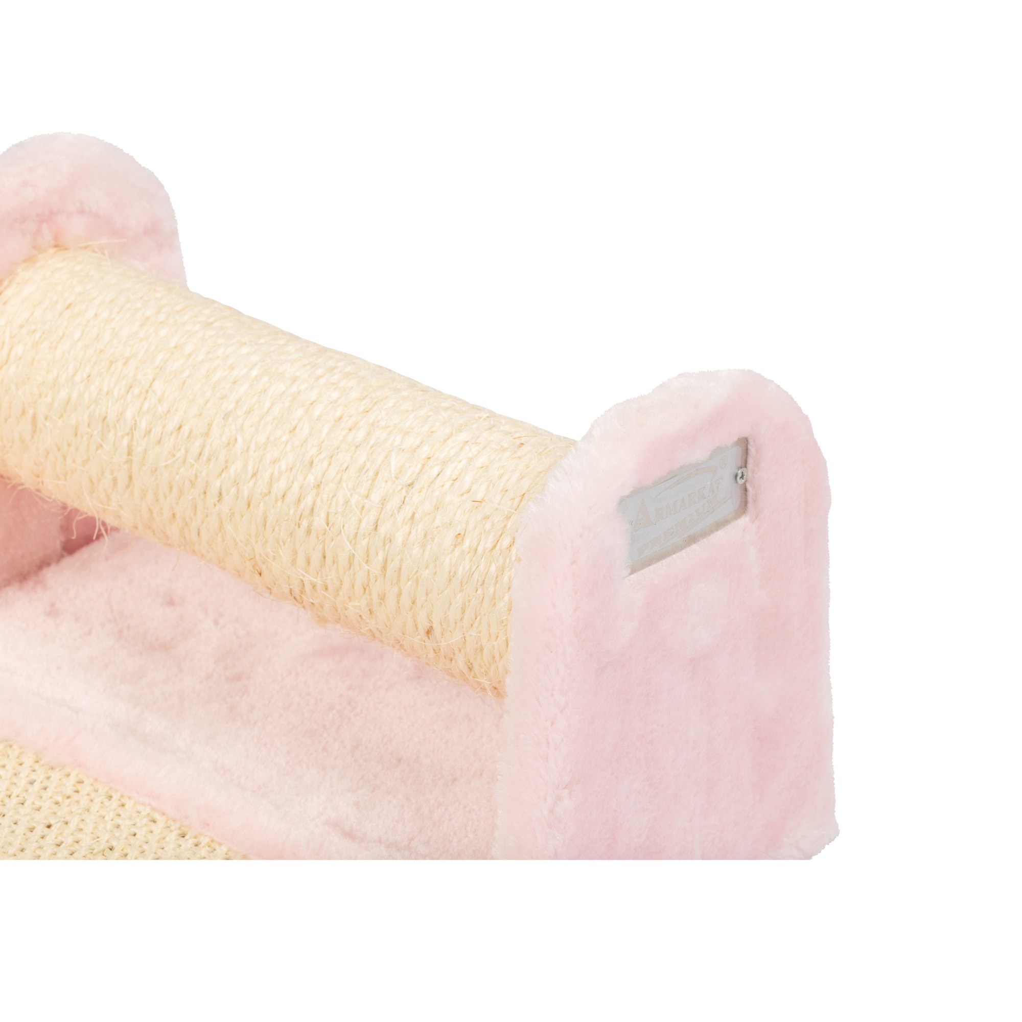 Pink Faux Fur and Sisal Rolling Cat Scratcher