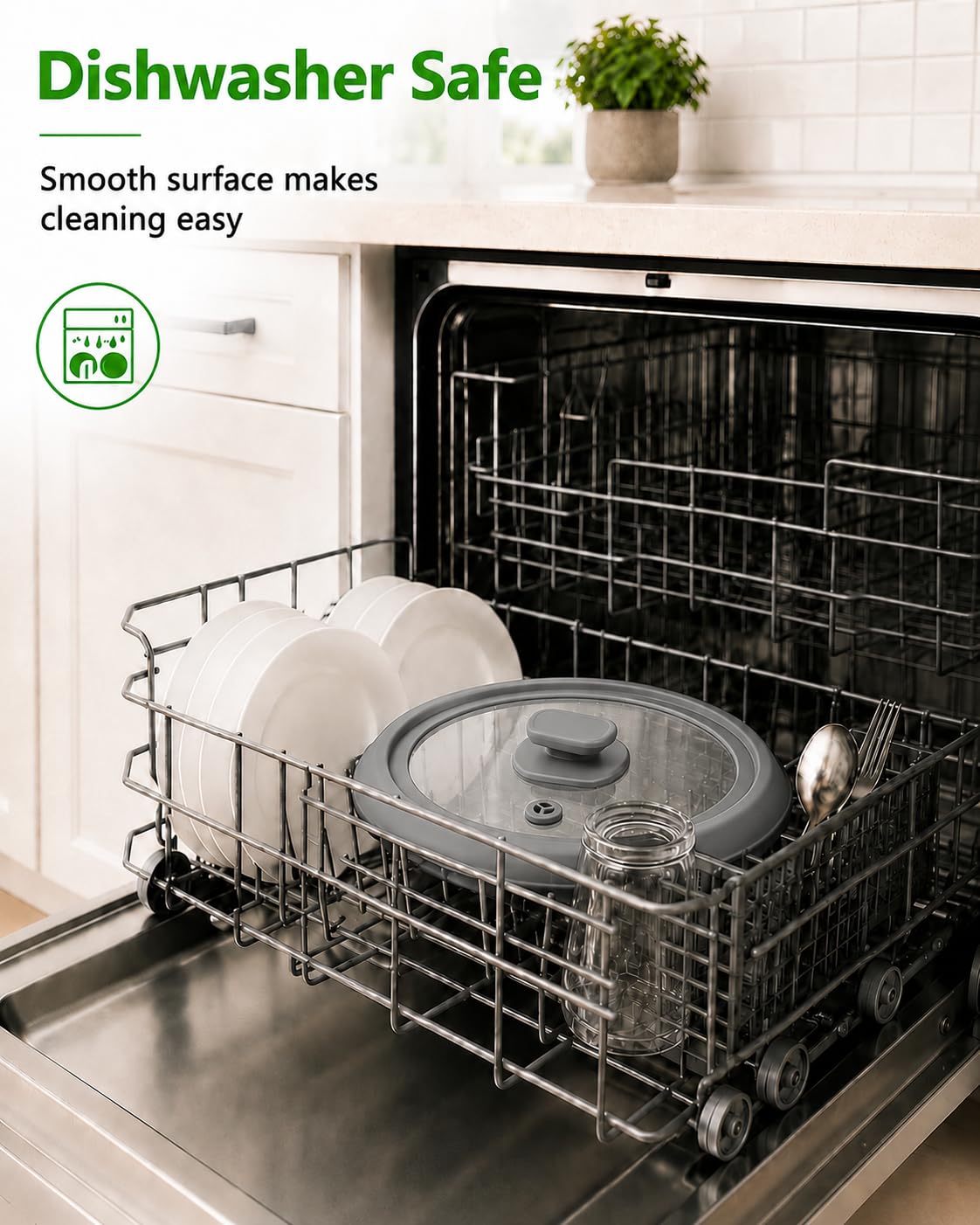 LILILIAN FMY Silicone and Glass Microwave Splatter Cover with Heat ...