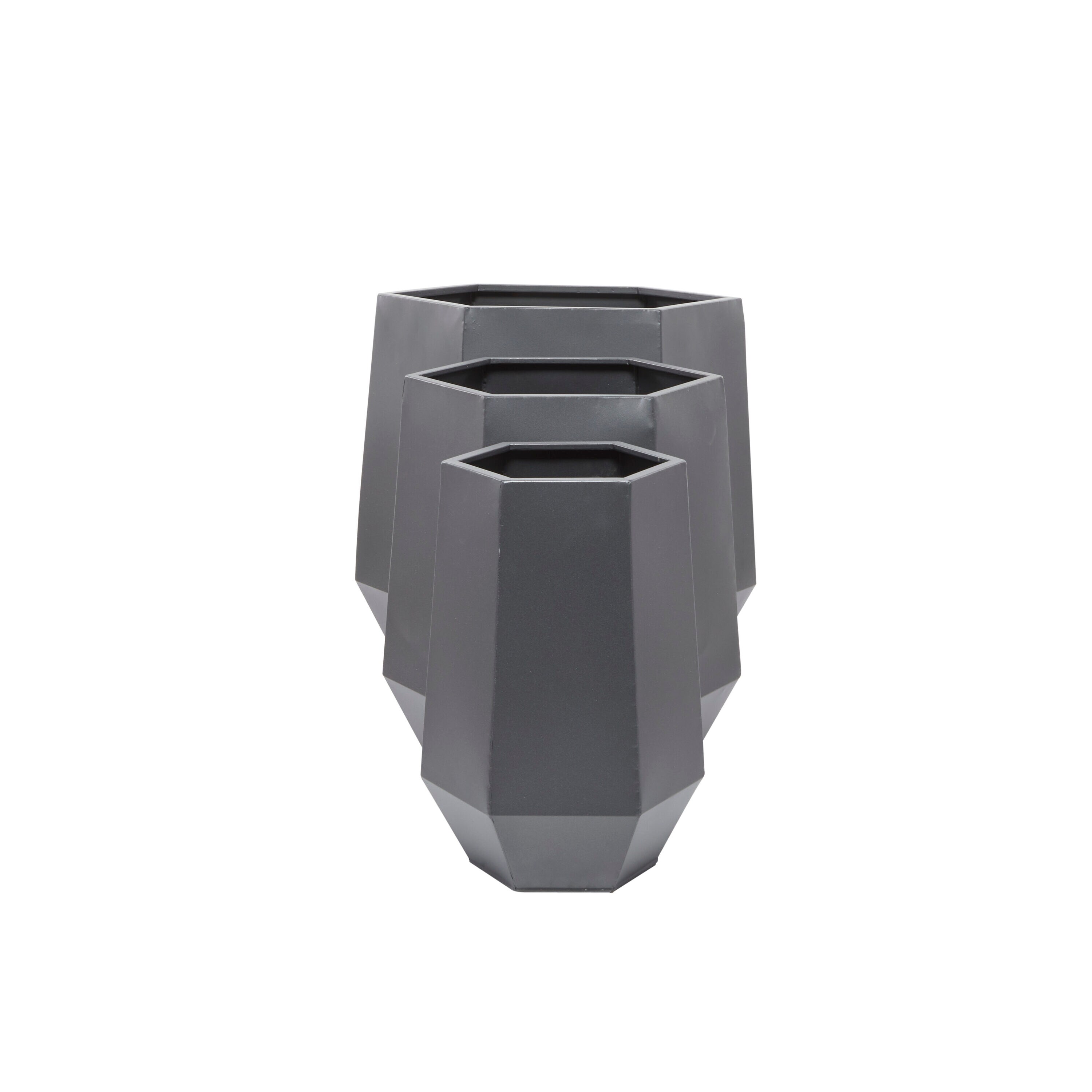 Extra Large Modern Matte Gray Metal Round Planter
