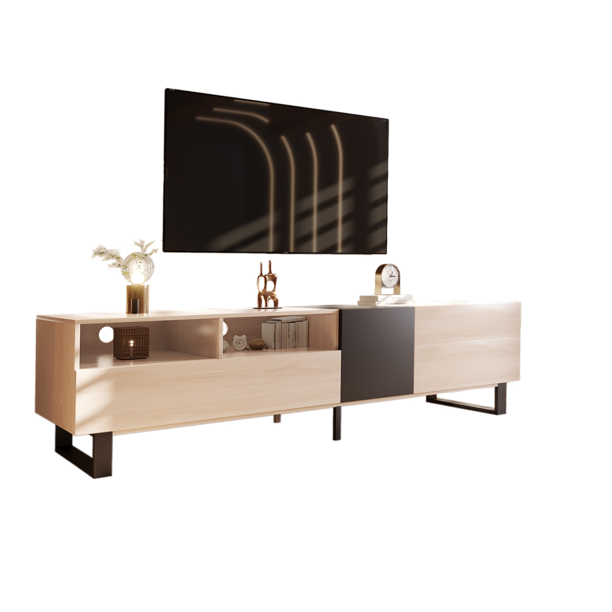 Clihome CL-TV0523-BK Modern/Contemporary Multiple colors TV stand ( Accommodates TVs up to 60-in )