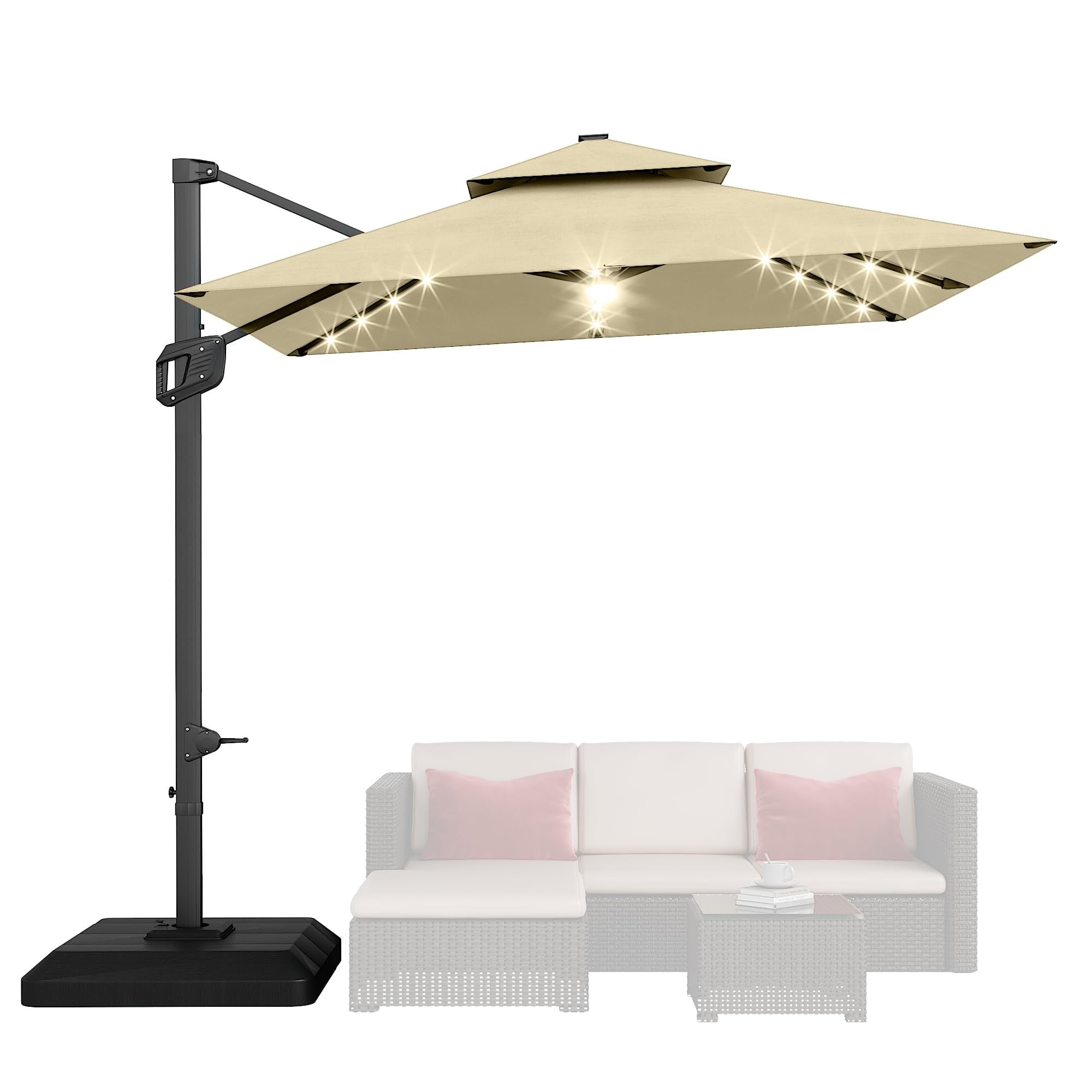 california umbrella 11 ft tahoe series aluminum market patio umbrella California Umbrella Tahoe Series 11 Foot Rectangular Market Aluminum Patio Umbrella with Crank Lift System Sunbrella Cabana Regatta