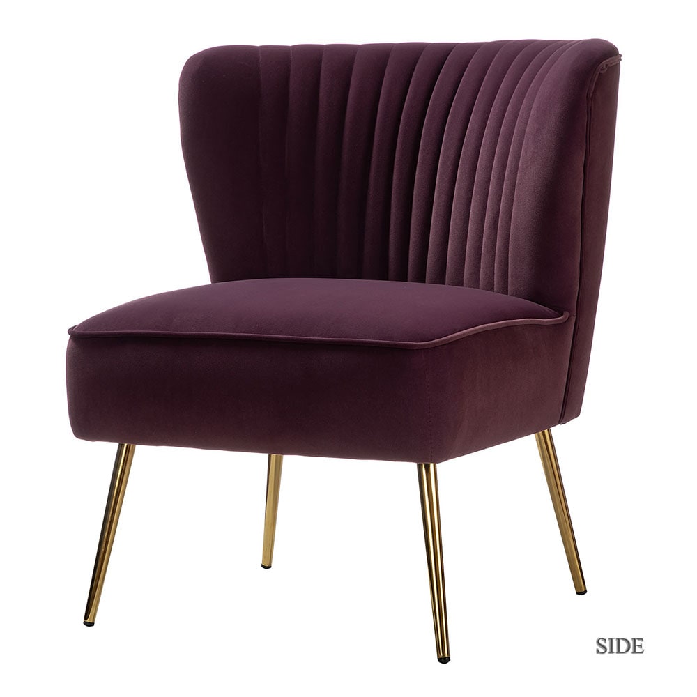 14 Karat Home CHMJM002-PURPLE Casual PURPLE Velvet Accent Chair