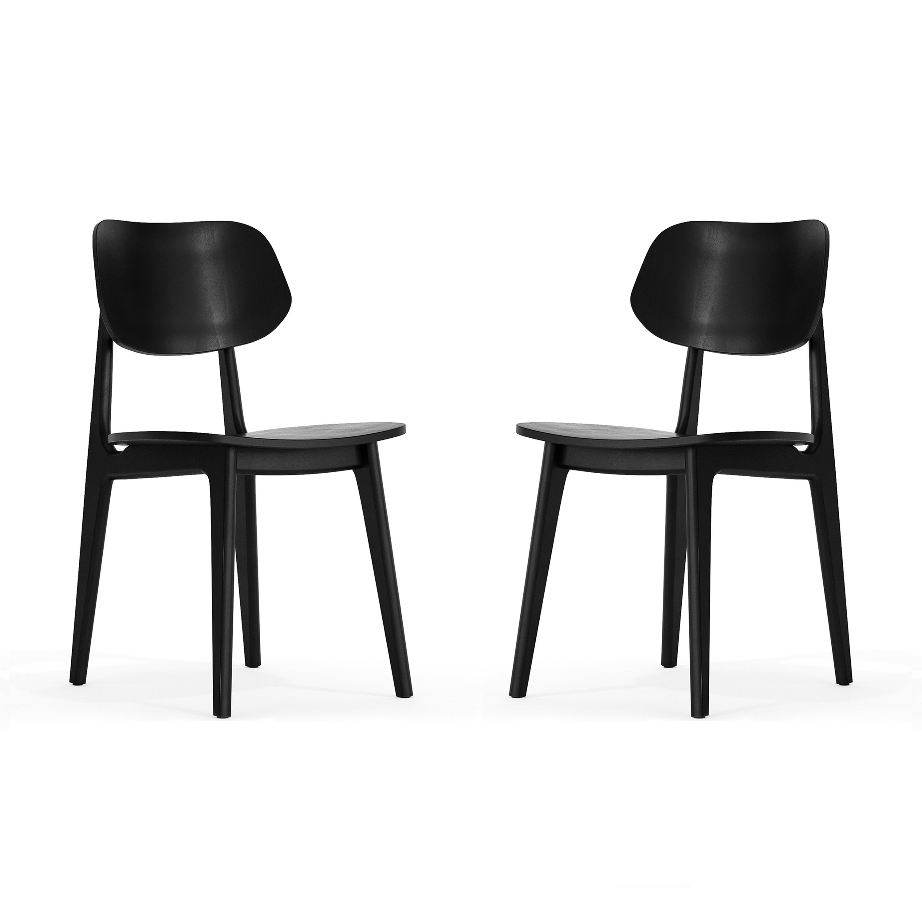 Flash Furniture 196861146152 Verona Set of 2 Commercial Grade Solid Wood Dining Chairs with Curved Oval Backrests in Black