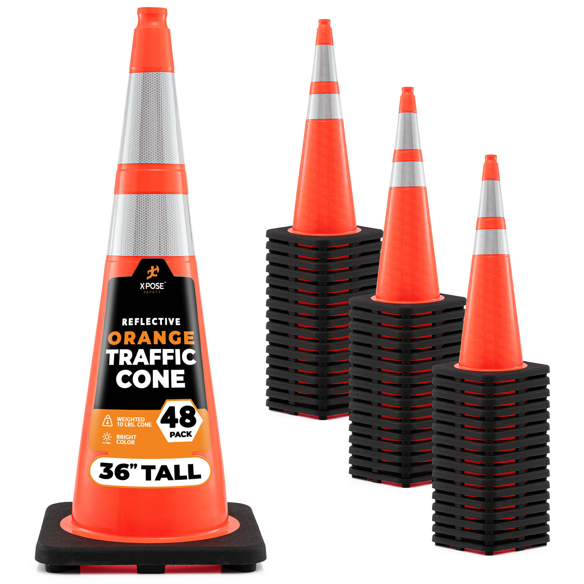 XPOSE SAFETY 48 -Pack 40-in Orange Traffic safety cone