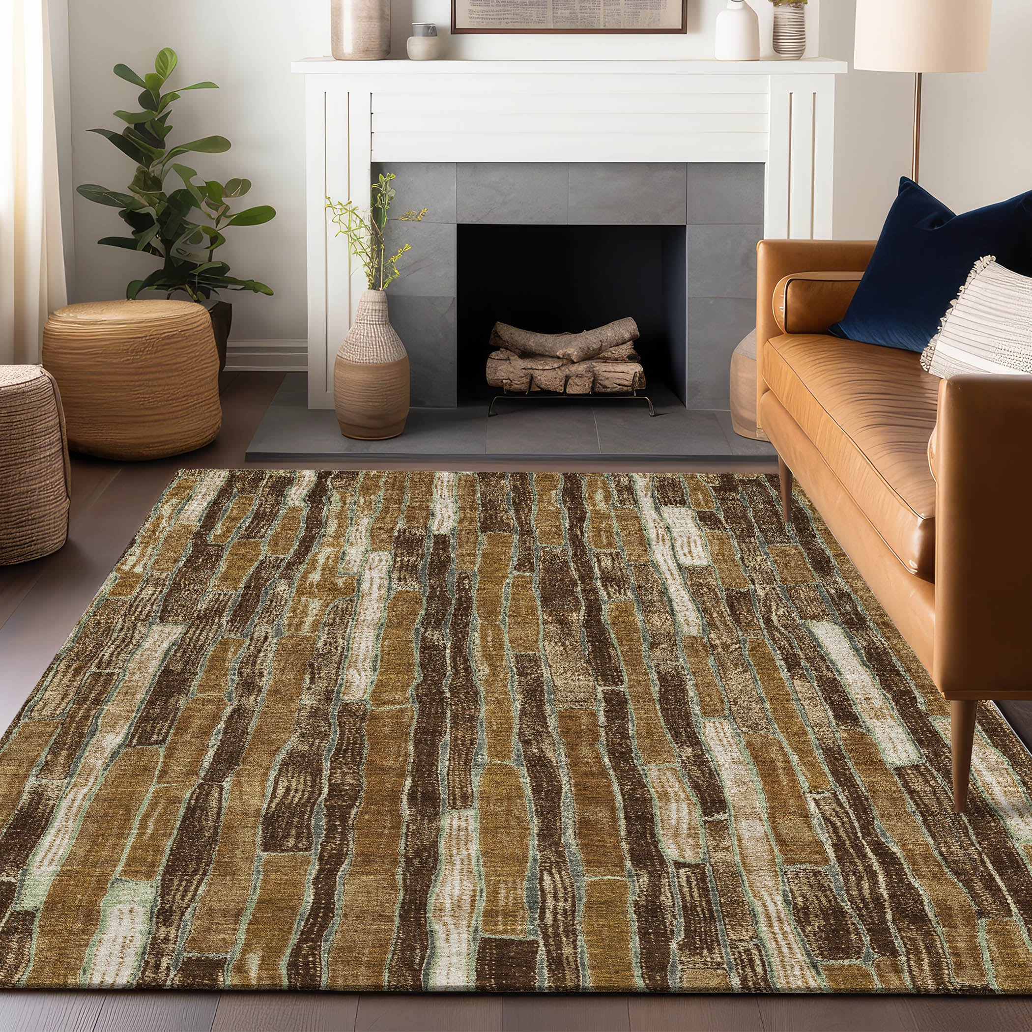 Addison Rugs ACN1303MO8X10 Chantille ACN1303MO 8 x 10 (ft) Polyester Mocha Rectangular Indoor/Outdoor Geometric Machine washable Area rug