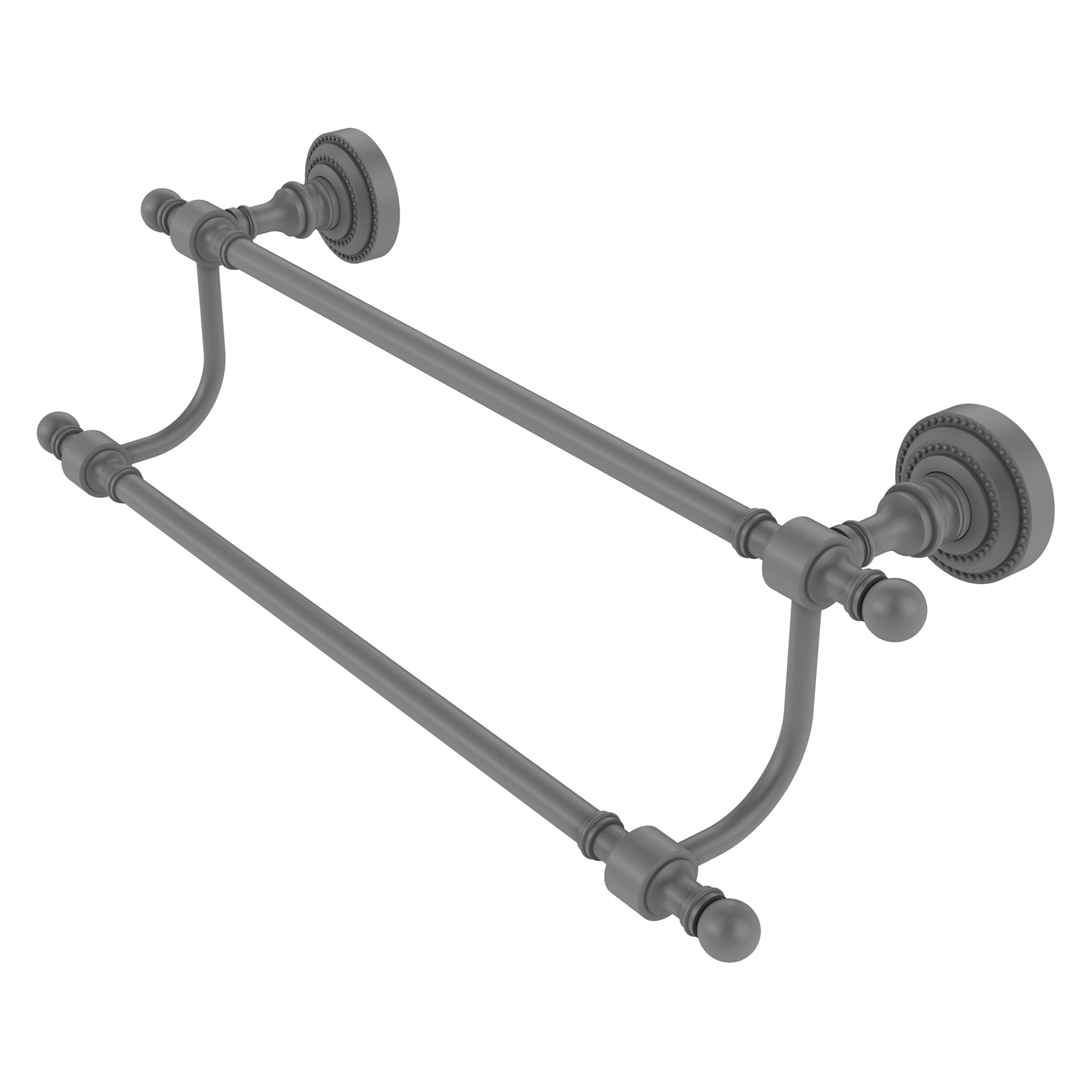 Allied Brass RD-72/24-GYM Retro Dot 24-in double Matte Gray Wall mount Double Towel Bar