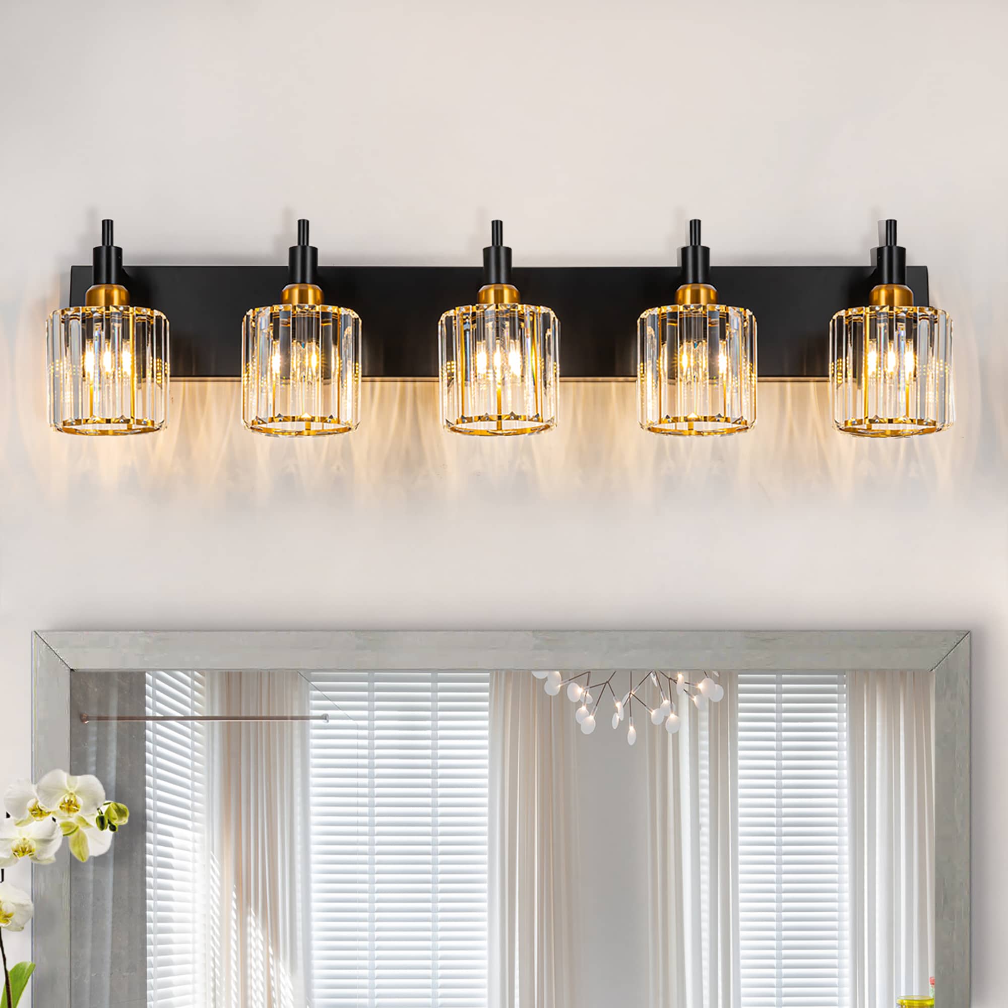 EDISLIVE 35.4-in 5 Light Black Modern/contemporary Bathroom Vanity light
