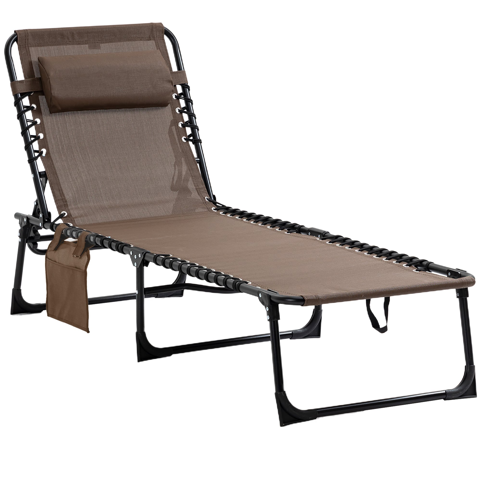 Sunrinx OD-16-HWTZ Stackable Brown Stationary Beach Chair with Brown Sunrinx Woven Seat