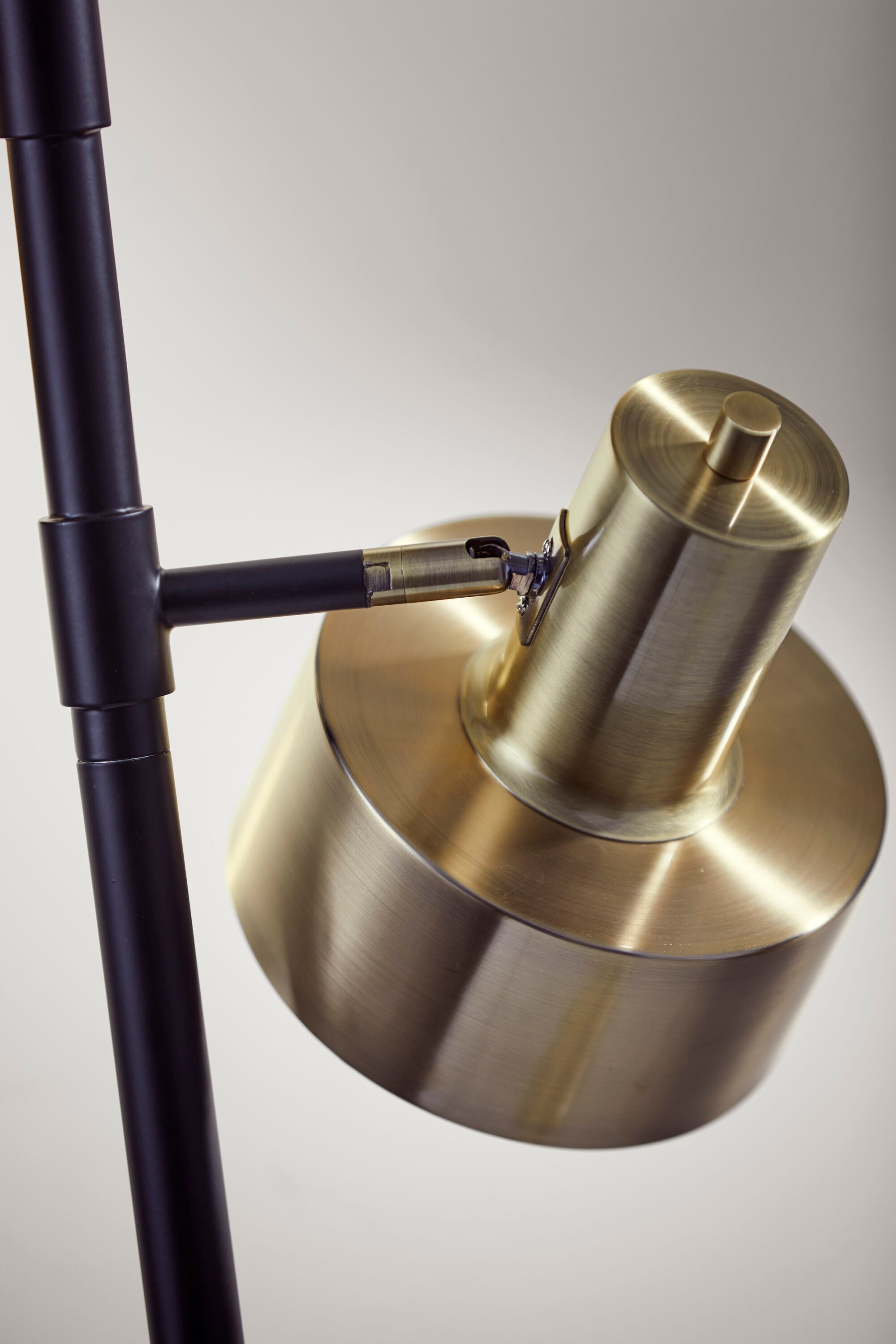 Arcadian Adjustable Triple-Arc Matte Black & Brass Floor Lamp