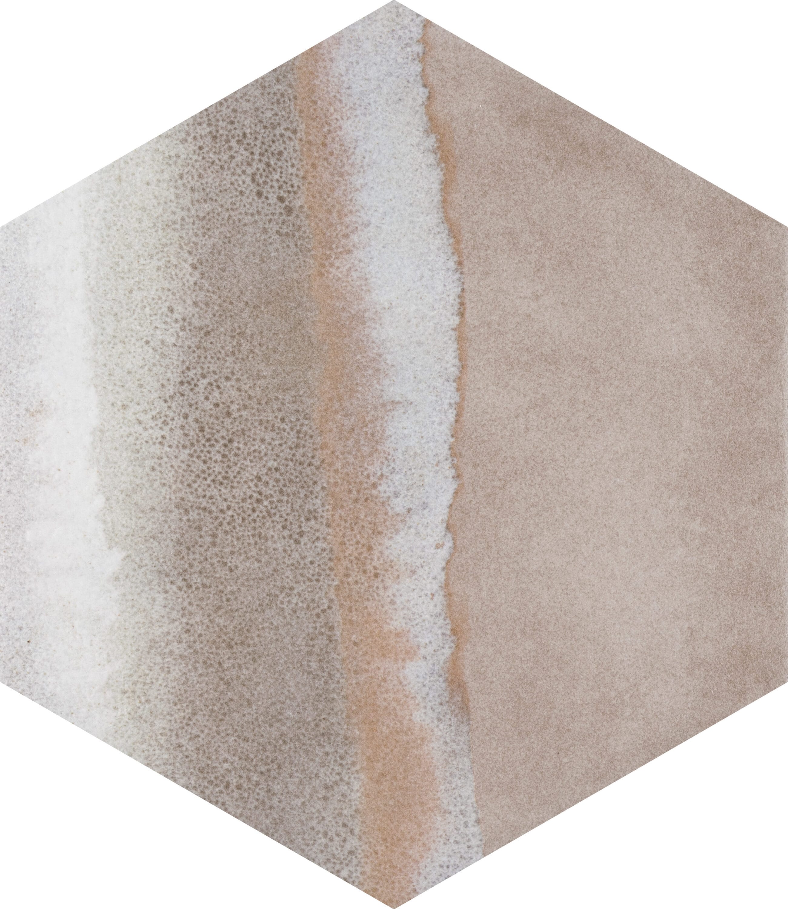 Taupe and Blue Hexagon Porcelain Floor and Wall Tile
