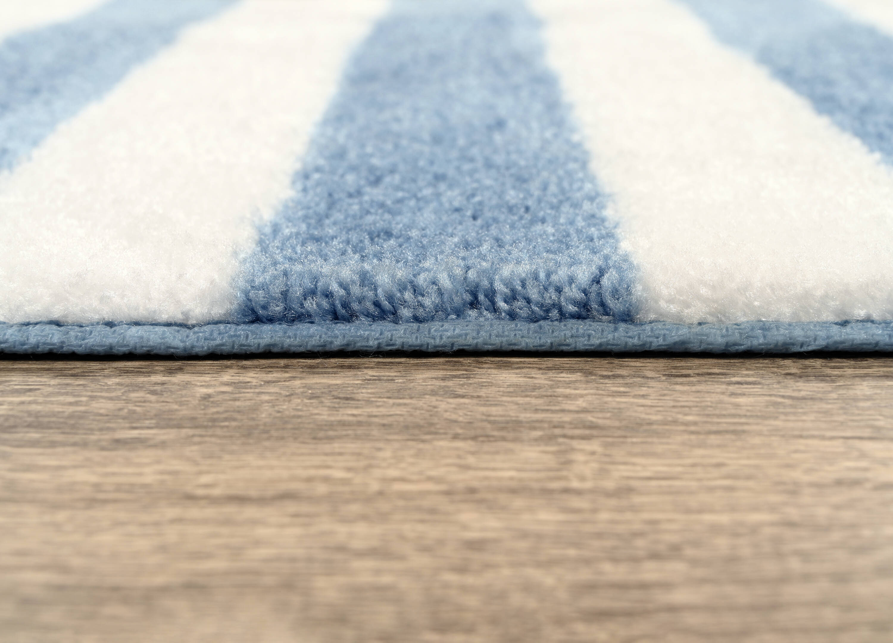 Basin Blue and White Striped Washable Nylon Bath Rug Set