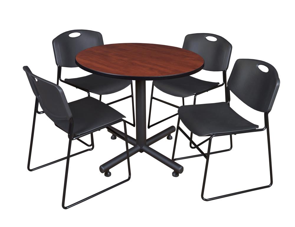 Regency TKB42RNDCH44BK Breakroom Red 4-Person Training Table (42-in W x 29-in H)