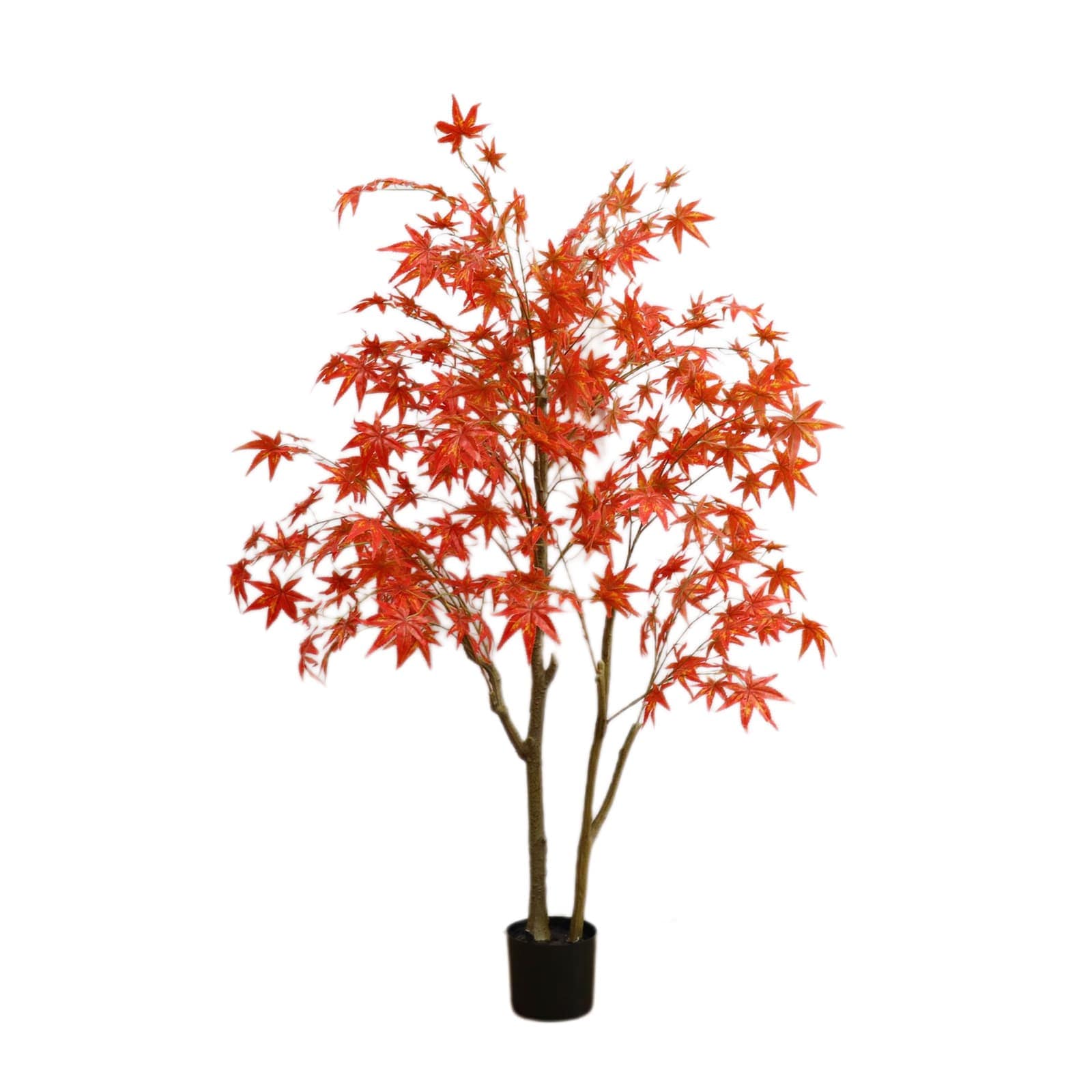 Armen Living WLS-FQZOL-SFKJ393P Autumn Maple Artificial Fall Tree In Plastic Pot 3.9ft/4.9ft/5.9ft Faux Red Maple Leaves Silk Maple Tree For Fall Party Home Decoration Thanksgiving Harvest