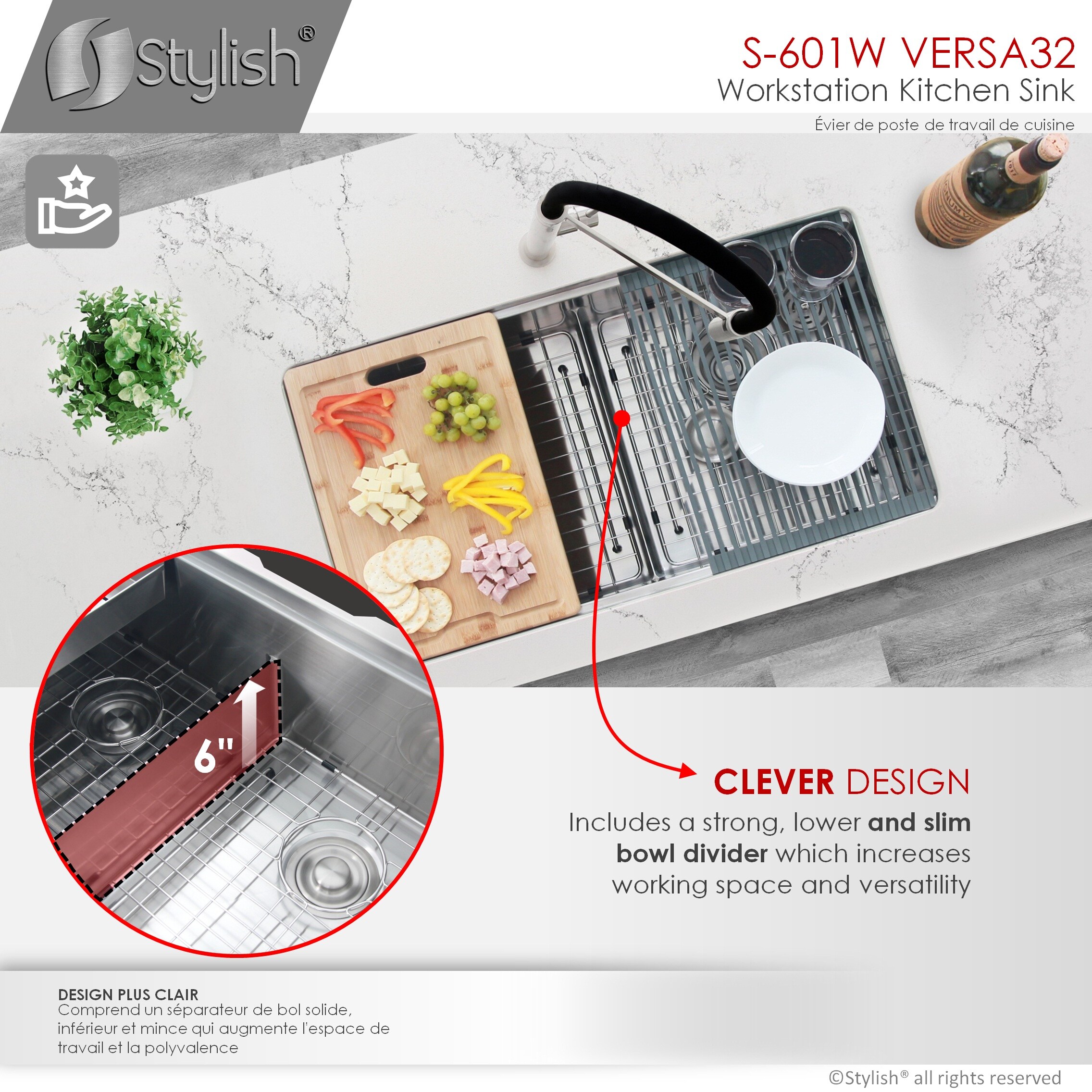 Stylish S-601W1 Kitchen-Sinks - View #8