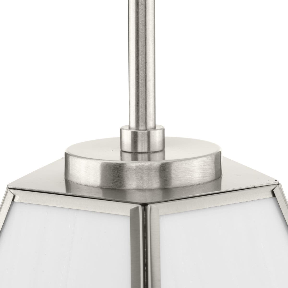 Latham Brushed Nickel Geometric Pendant Light with White Art Glass