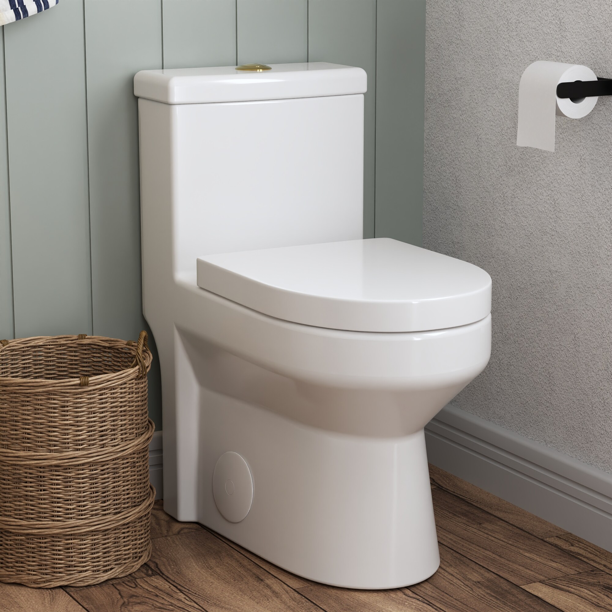 White Round Free Standing Dual Flush High Efficiency Toilet