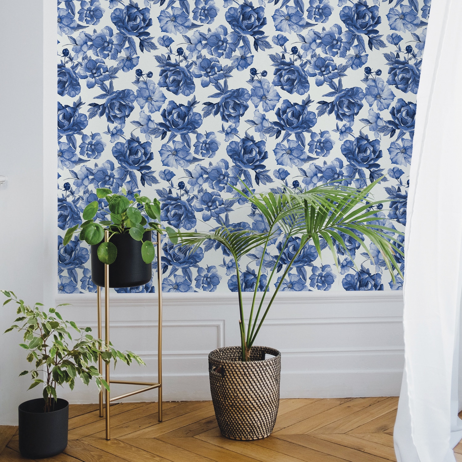 VBS4027  Blue Toile Foliage Peel and Stick Wallpaper  by Vera Bradley  NuWallpaper
