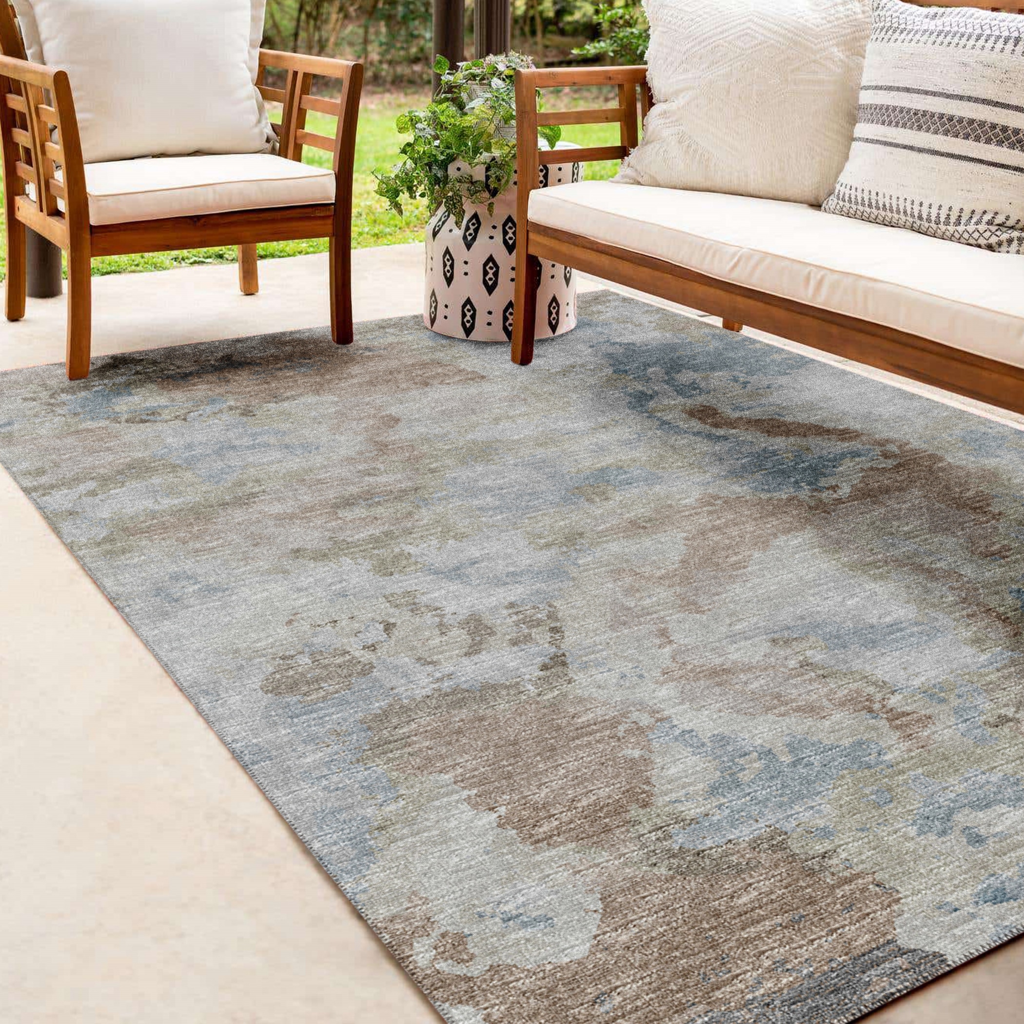 Moody Abstract Chenille Flat Woven 3' x 5' Area Rug
