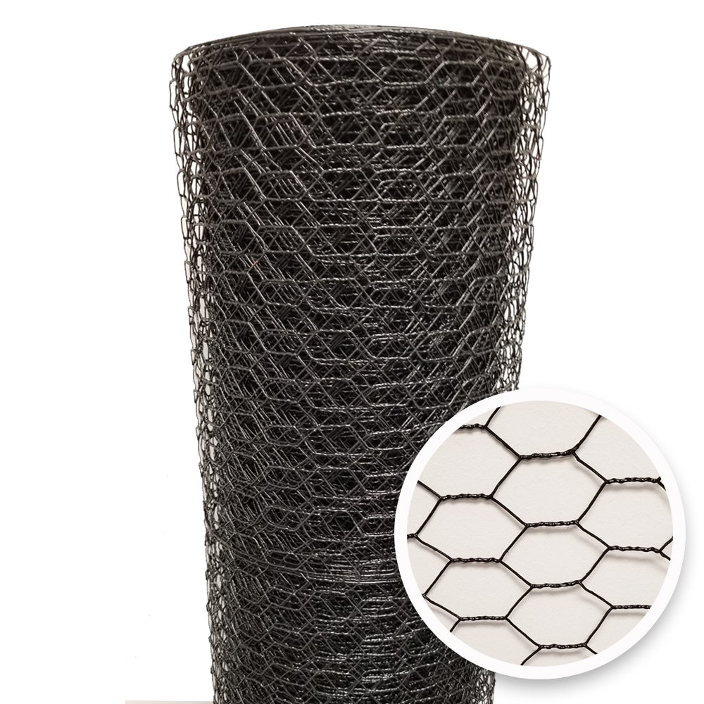 Acorn International 150-ft x 5-ft 20-Gauge Black Steel Poultry Netting  Rolled Fencing with Mesh Size 1-in in the Rolled Fencing department at