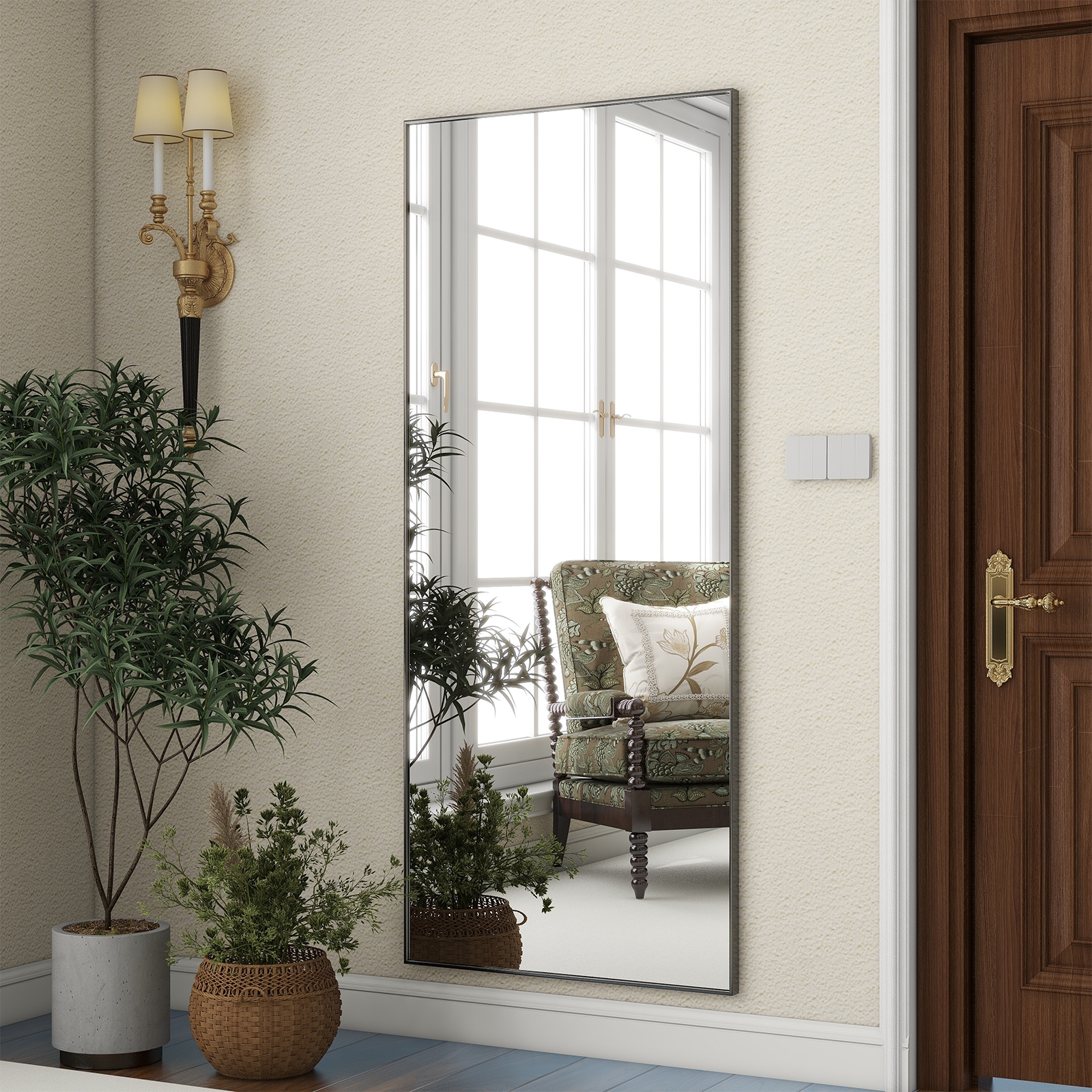 BEAUTYPEAK FM3070B 30-Inches W x 70.0-Inches H Rectangle Black Framed Full Length Floor Mirror