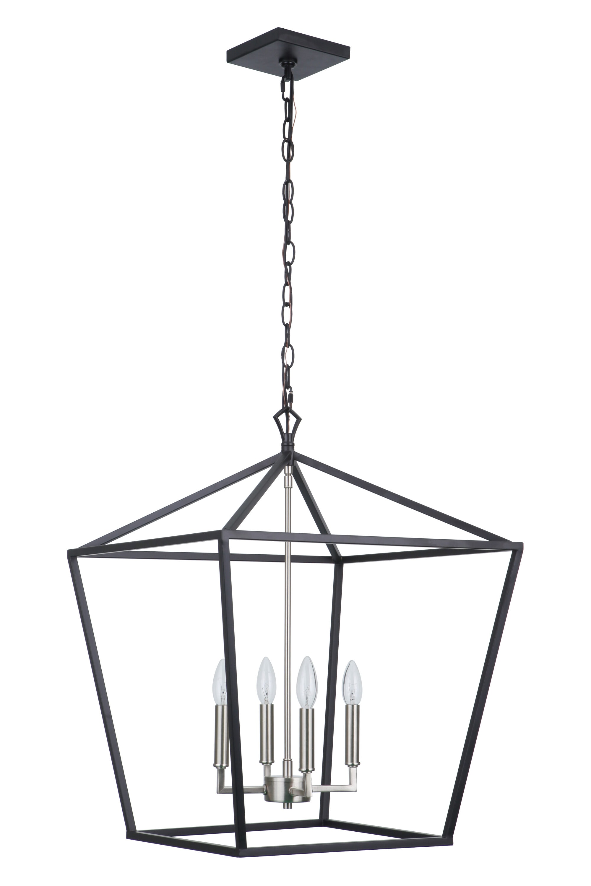 Craftmade 56336-FBBNK Flynt II 4 -Light Flat Black/Brushed Polished Nickel Traditional Square Medium Hanging Pendant light