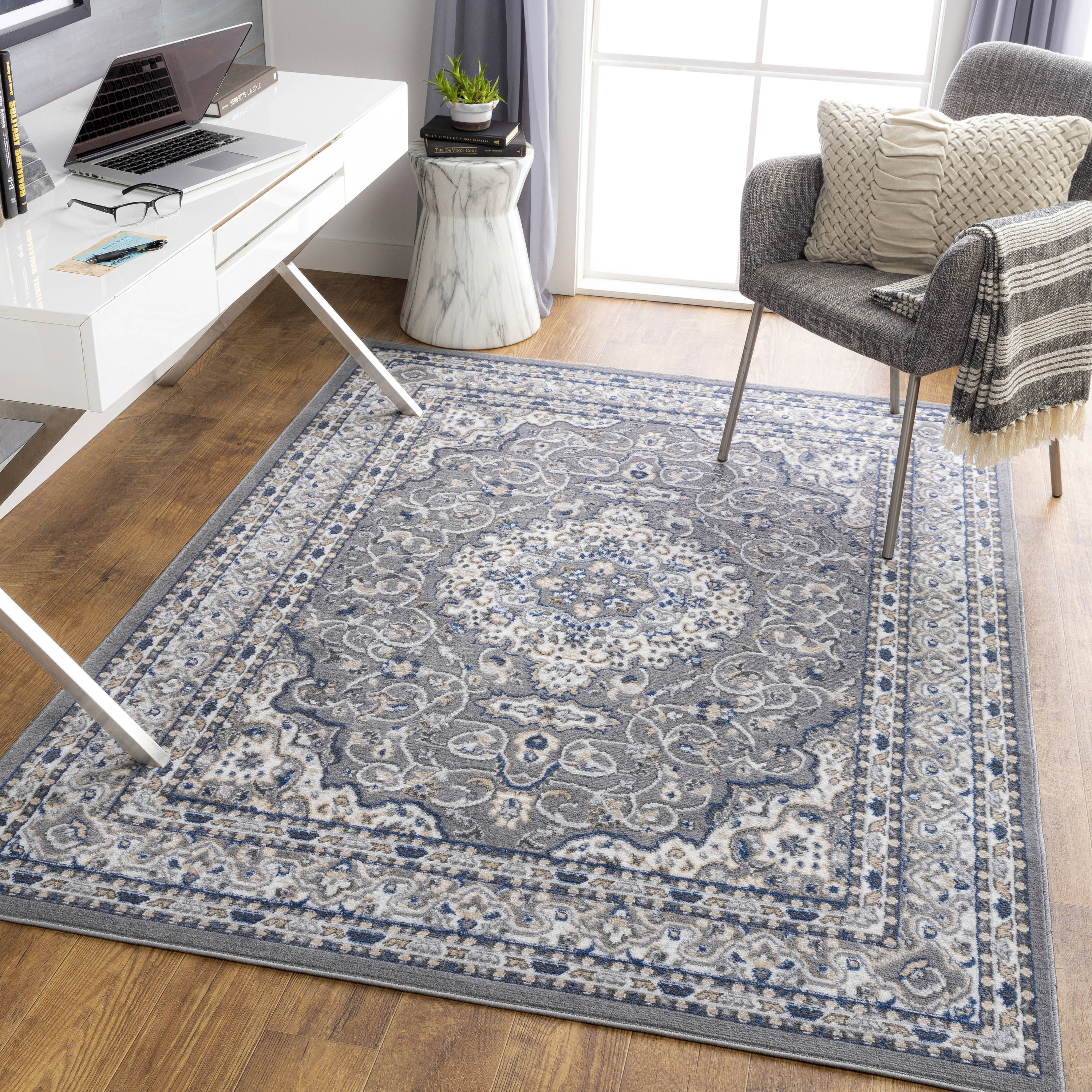 Surya CEG2316-71010 Cesar 8 X 10 (ft) Medium Gray Indoor Medallion Oriental Area Rug