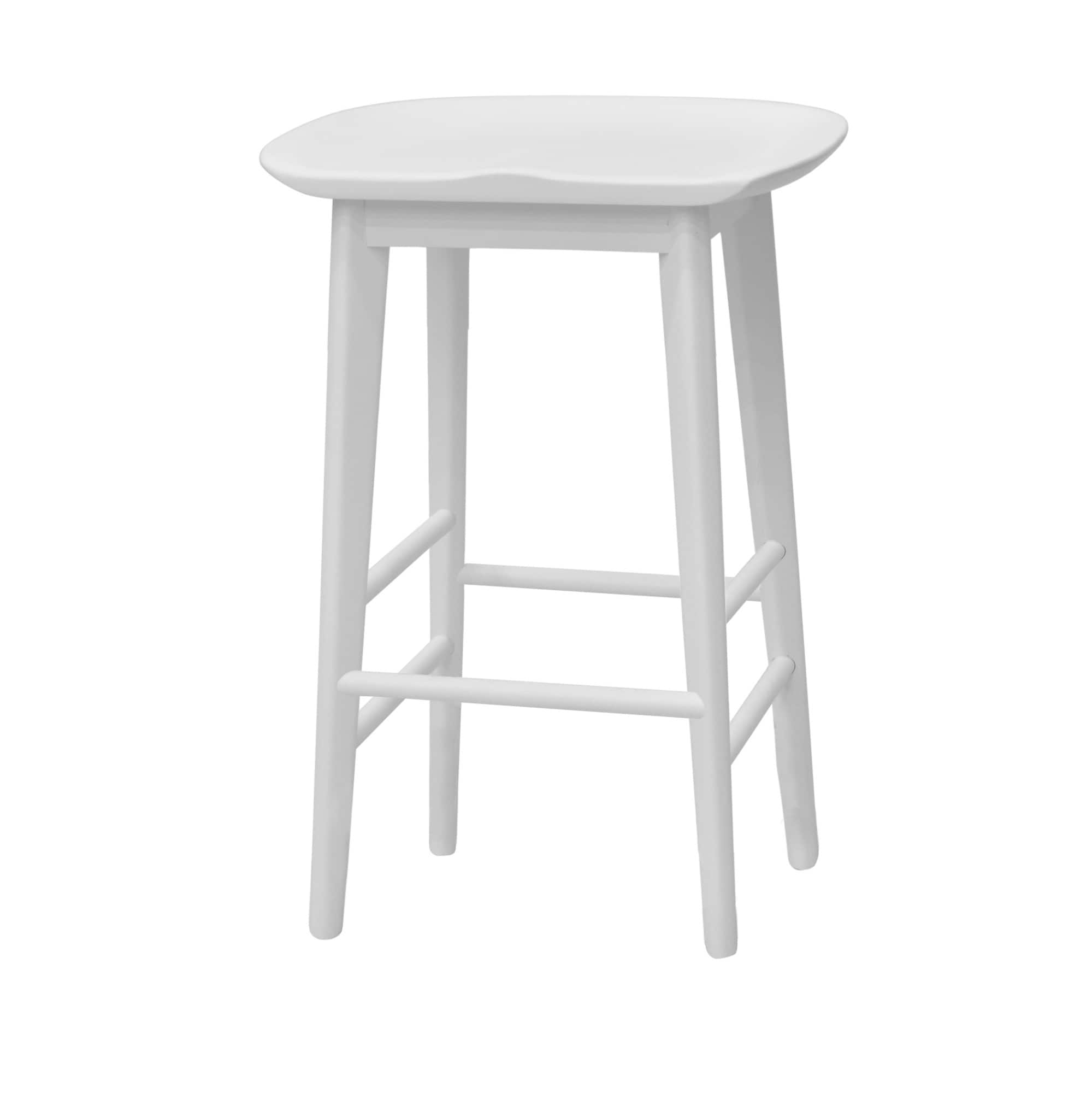 Hilton 24" White Solid Acacia Transitional Counter Stool