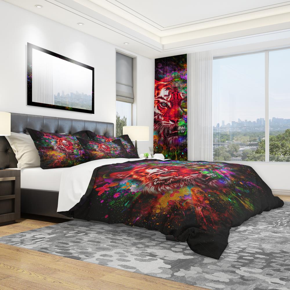 Designart BED13405-K 3 -Piece Red King Duvet cover Set