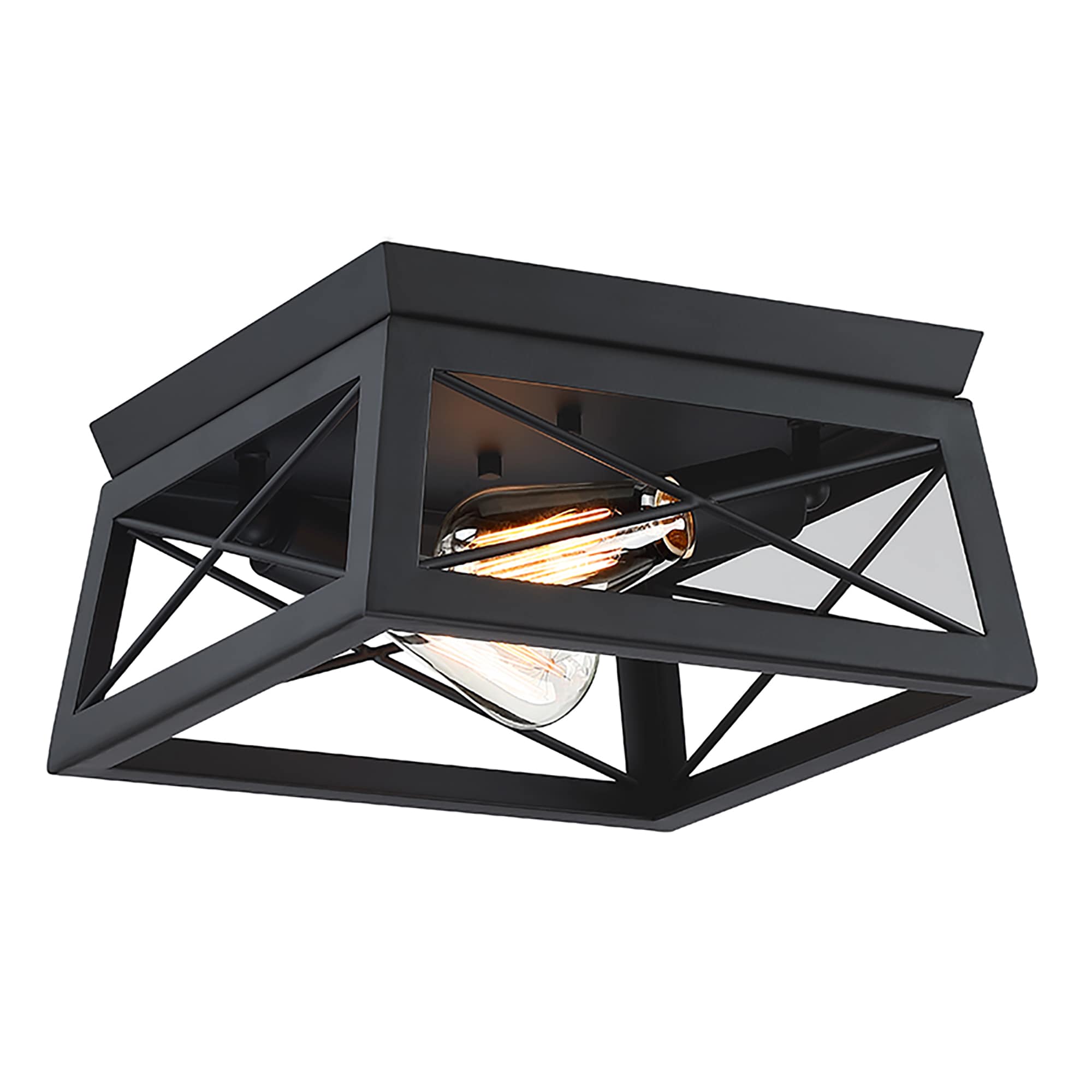 Hukoro Flush Mount 2-Light Matte Black Led, Flush Mount Light FAYMART ...