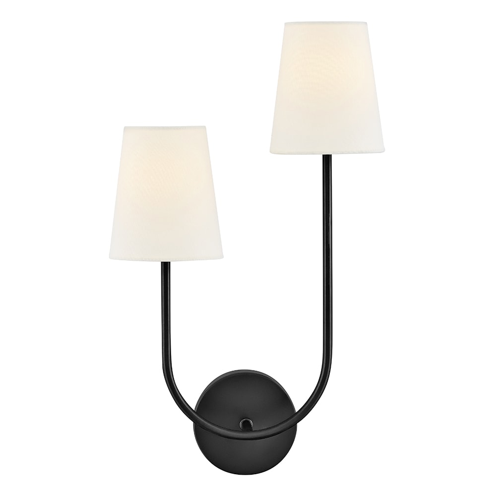 Lark 84260BK Cora 12.75-in W 2 -Light Satin Black Wall Sconce