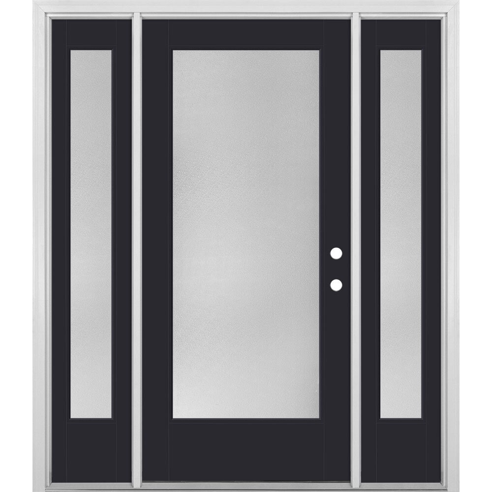 Masonite 1524035 VistaGrande Pear 60-in x 80-in x 4-9/16-in Fiberglass Full lite Left-hand inswing Peppercorn Painted Prehung Front Door with Sidelights with Brickmould Insulating core
