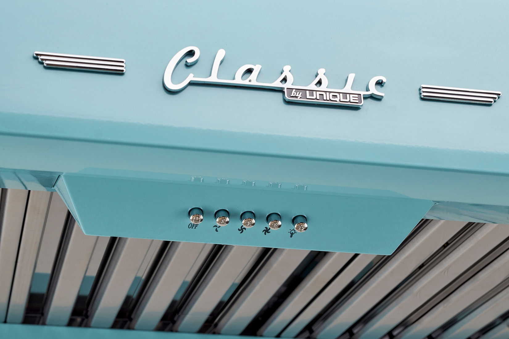 Ocean Mist Turquoise 24" Stainless Steel Under Cabinet Range Hood