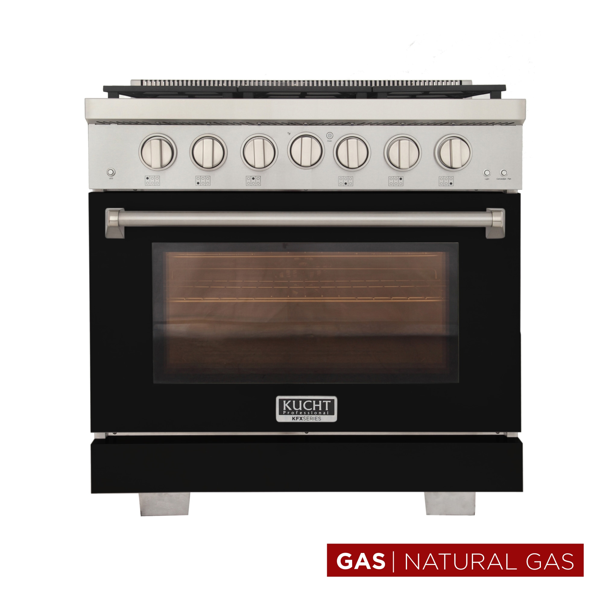 Kucht KFX3600X-BK 36-in 6 burners 5.2-cu ft Convection Oven Freestanding Natural Gas Range ( Black )