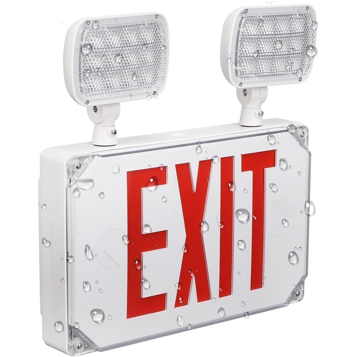 Slagawa 2 Pack LED Exit Sign with Emergency Lights Wet Location White ...