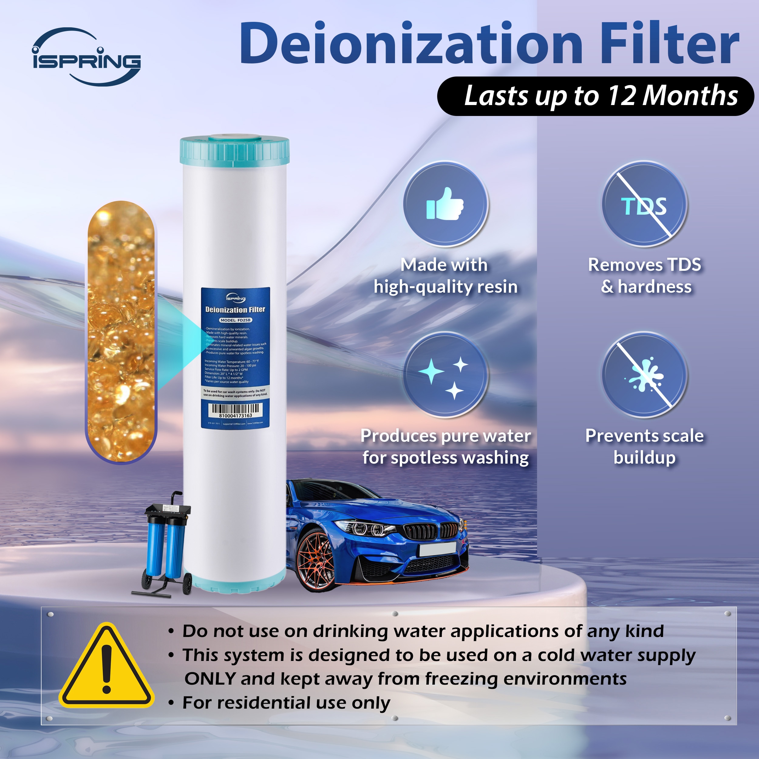 Deluxe Spot Free Water De-Ionizer Kit 