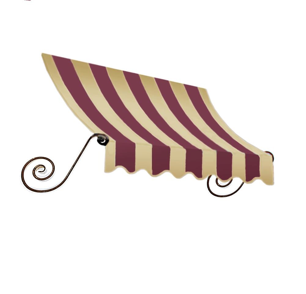 Awntech ECH23-10BT Charleston 124.5-in Wide x 36-in Projection x 24-in Height Fabric Burgundy/Tan Striped Fixed Window/Door Awning