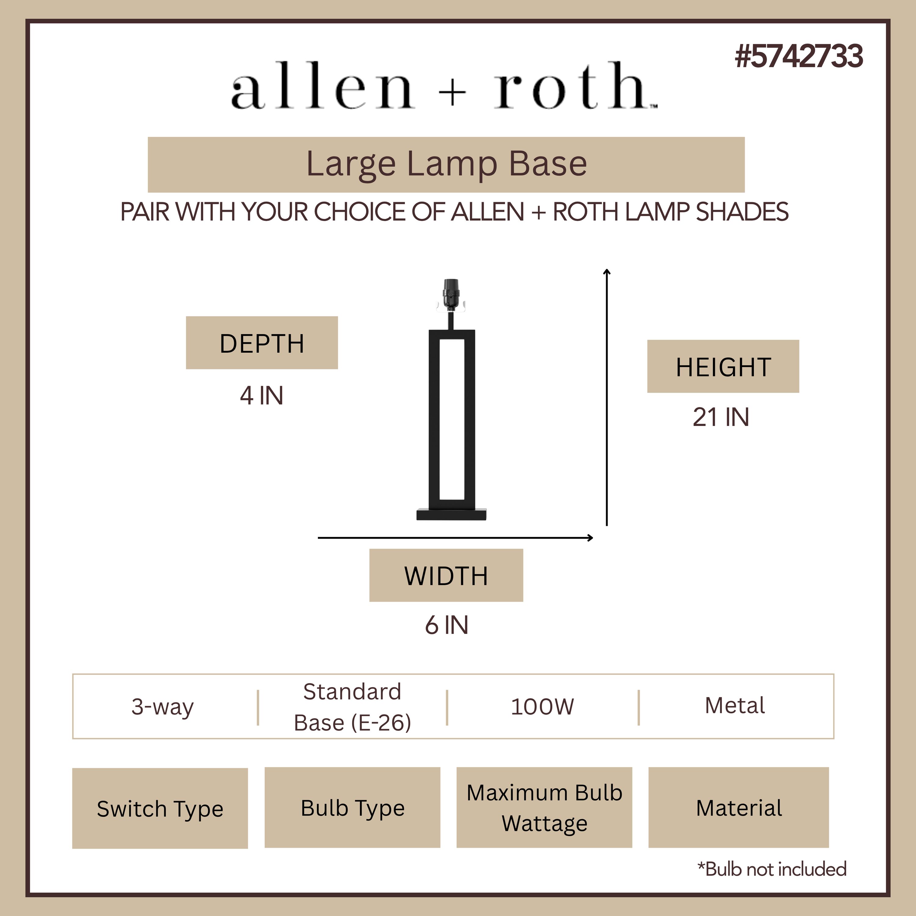 allen + roth LB37MBK Lamp-Bases - View #3
