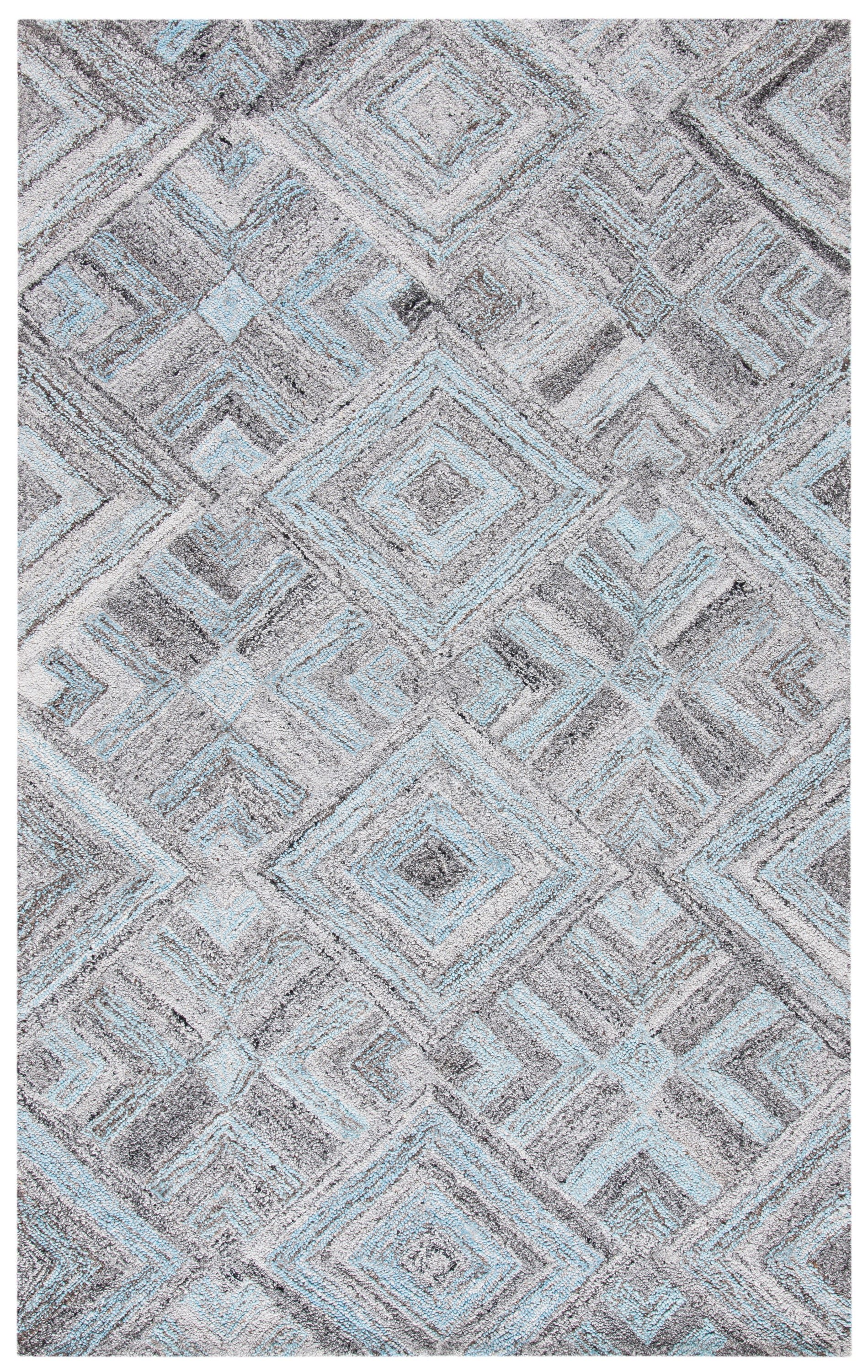 Safavieh Abstract Kana 8 X 10 Ft Wool Gray Turquoise Indoor Geometric   45560327 