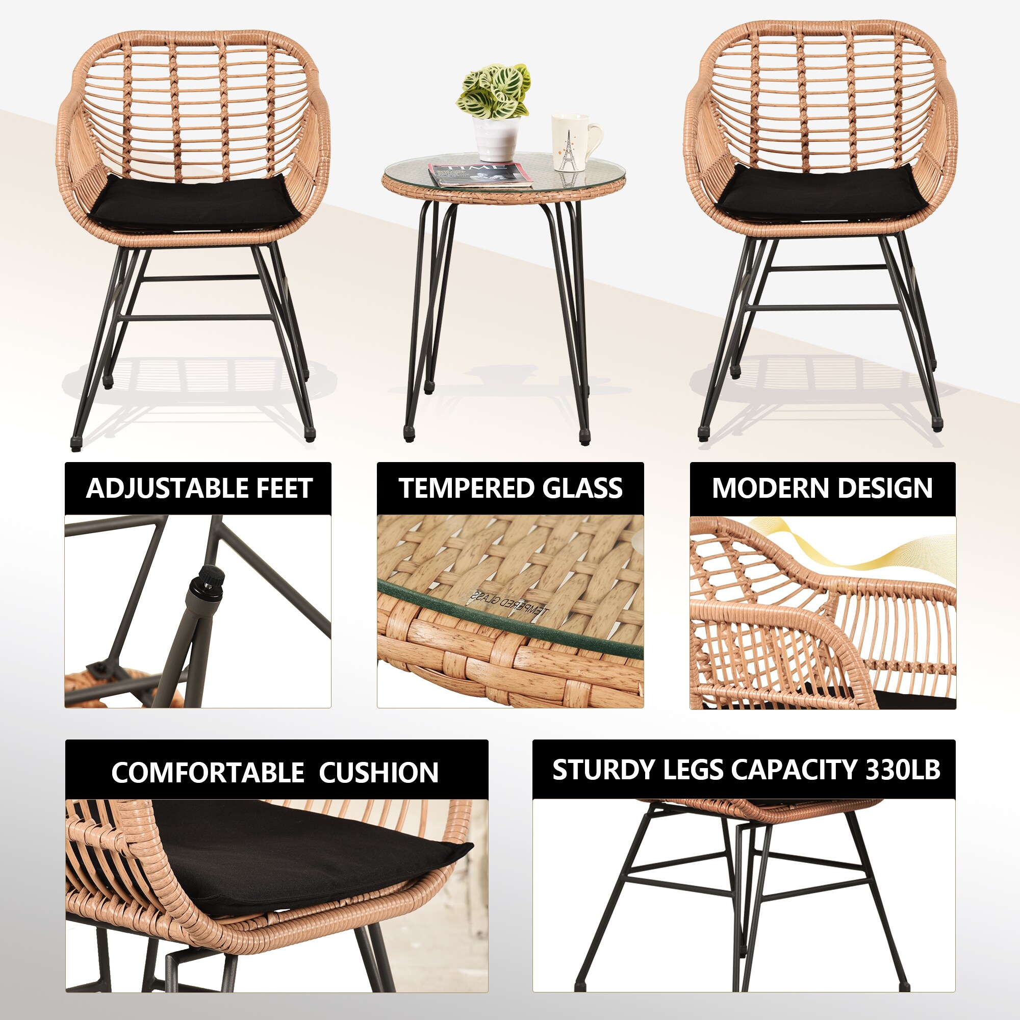 Grearden LS-HZNF013-BK Patio-Conversation-Sets - View #7