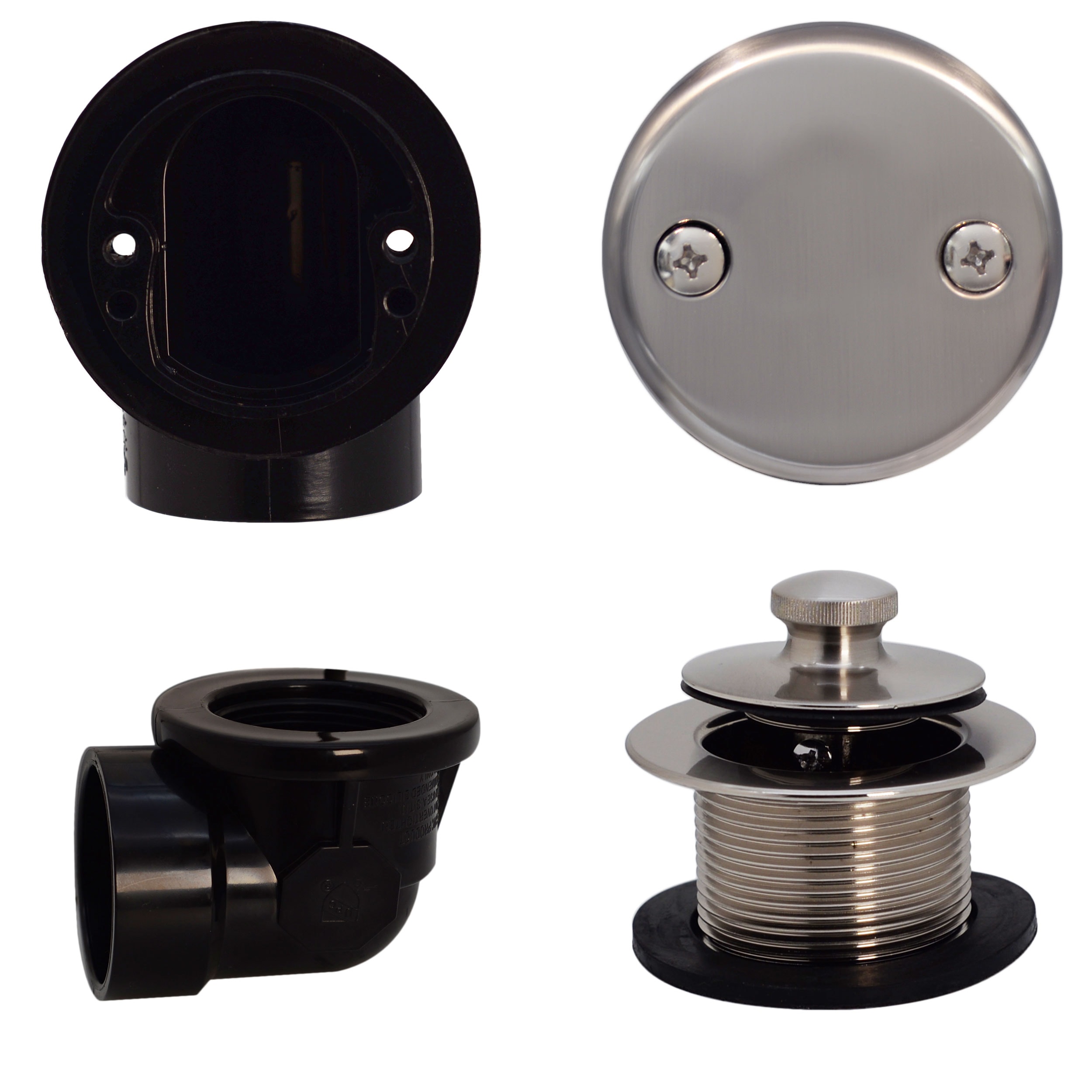 WESTBRASS D574-07 Pull and Drain Sch. 40 Abs Plumber's Pack with Two-hole Elbow In Satin Nickel