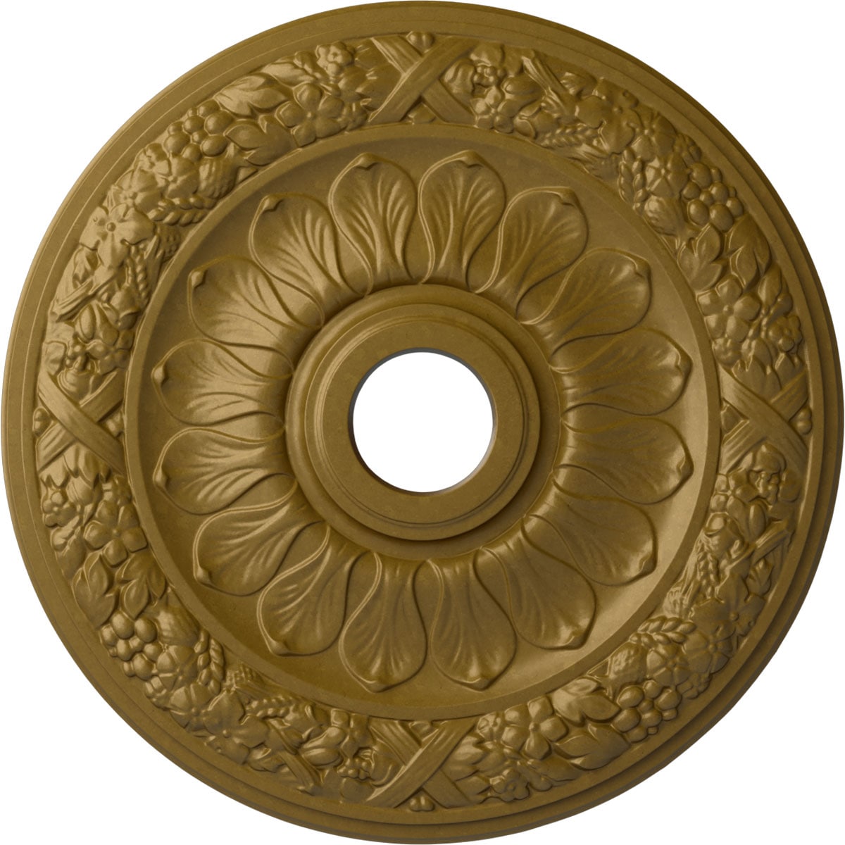 Ekena Millwork CM24SWGLS Swindon 24-in W x 24-in L Gold Polyurethane Ceiling Medallion