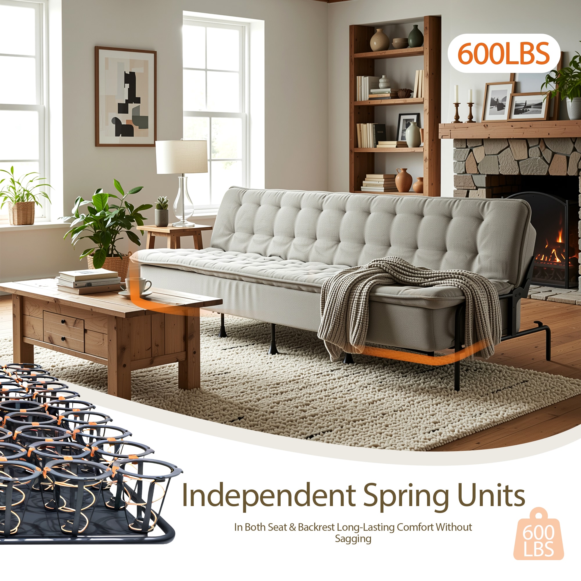 Homy Casa JAKO GREY futons - View #4