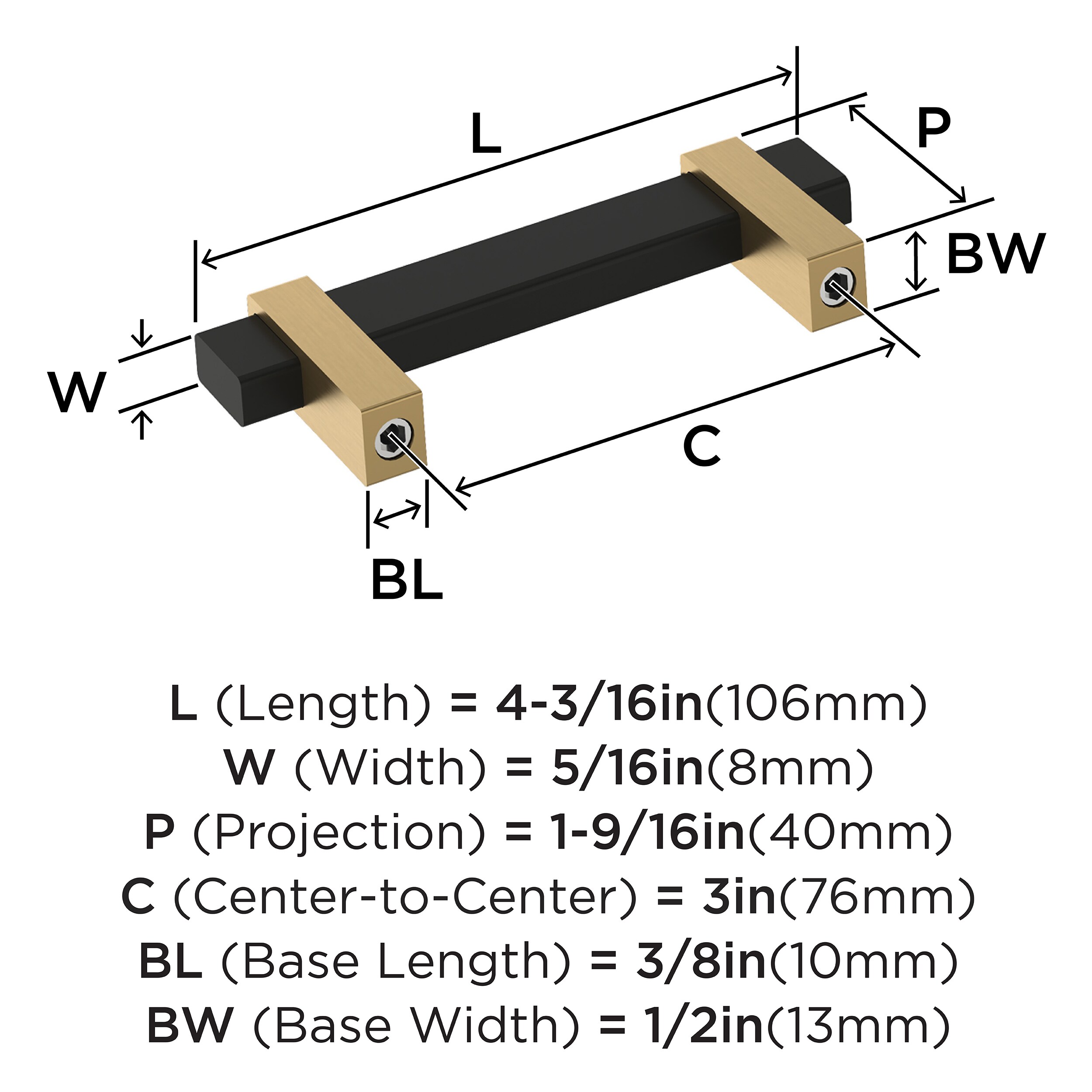 Matte Black and Champagne Bronze Modern Bar Pull