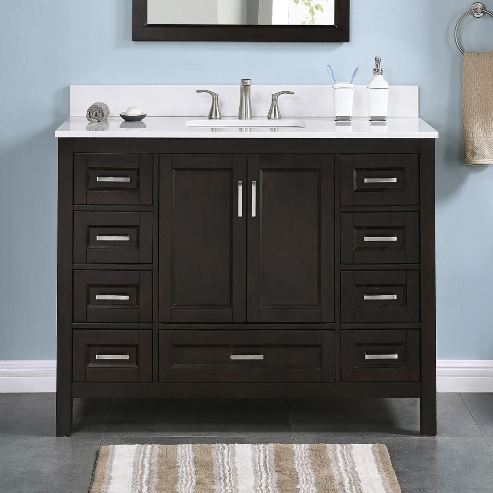 Durham 48-in Espresso Undermount Single Sink Bathroom Vanity with White ...