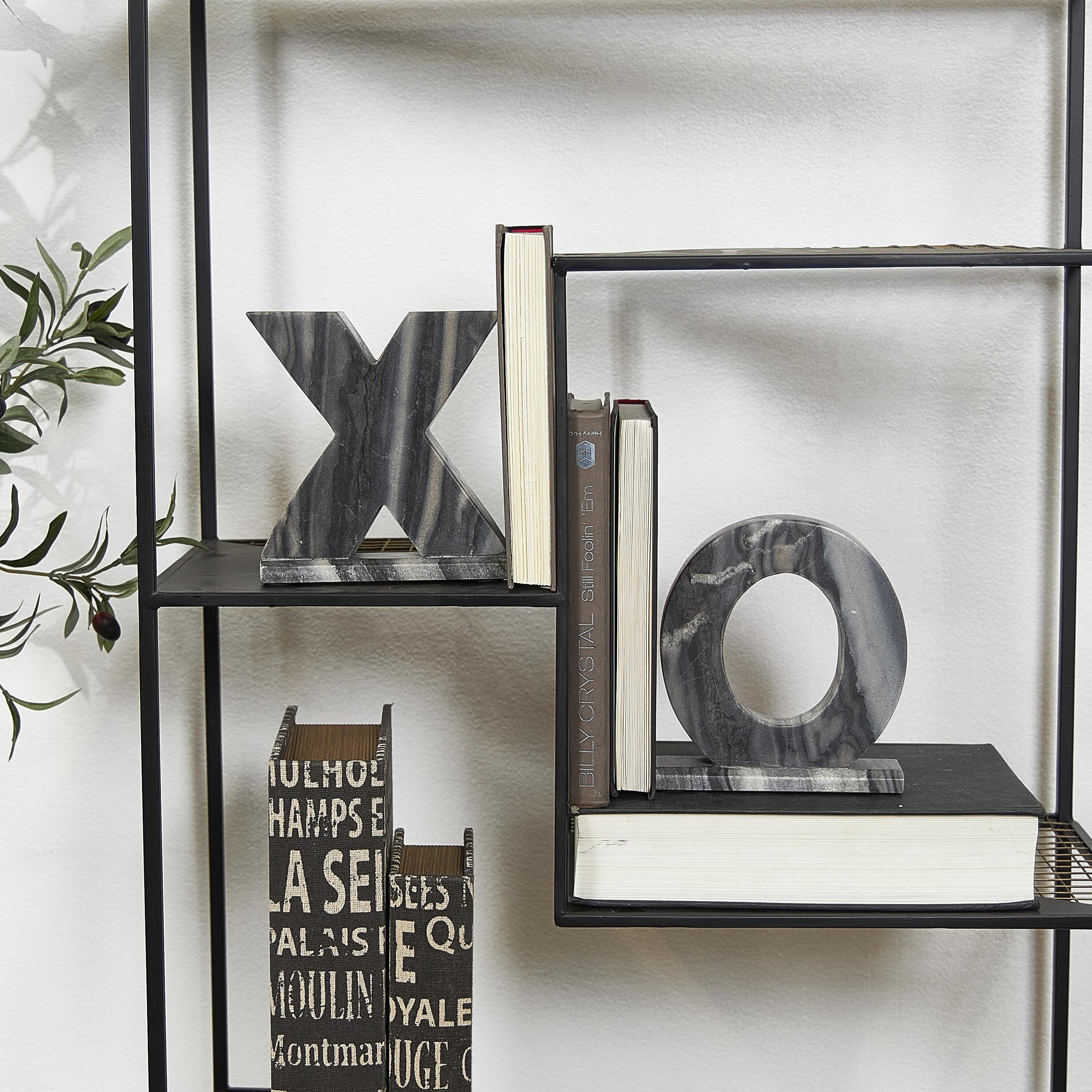 Grayson Lane 820269 2 -Pack Gray Marble Modern Decorative bookends