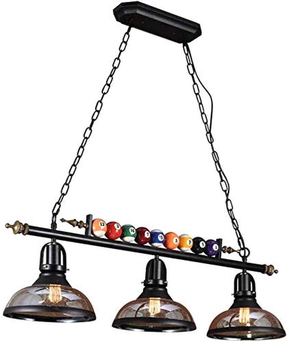 Lukvuzo Pool Table Pendant Light Adjustable Chain Billiard Chandelier 3 Light Fixture Vintage Industrial Hanging Lighting for Bar Kitchen Bedroom #LLU0709L028