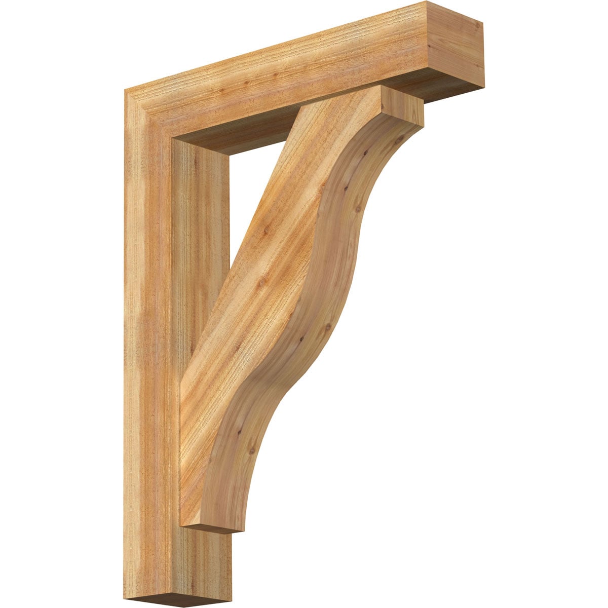 Ekena Millwork 1462298 Funston Block Rough Sawn Bracket with Offset Brace 8-in x 36-in x 48-in Western red cedar Brown Wood Standard bracket