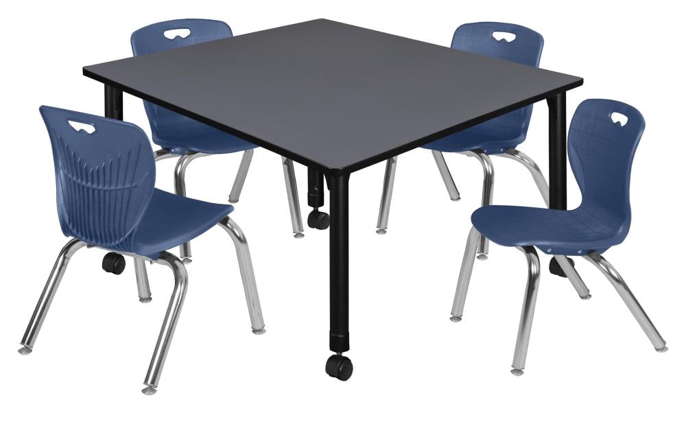 Regency TB4848GYAPCBK45NV Classroom Tables Gray 4-Person Training Table (48-in W x 34-in H)