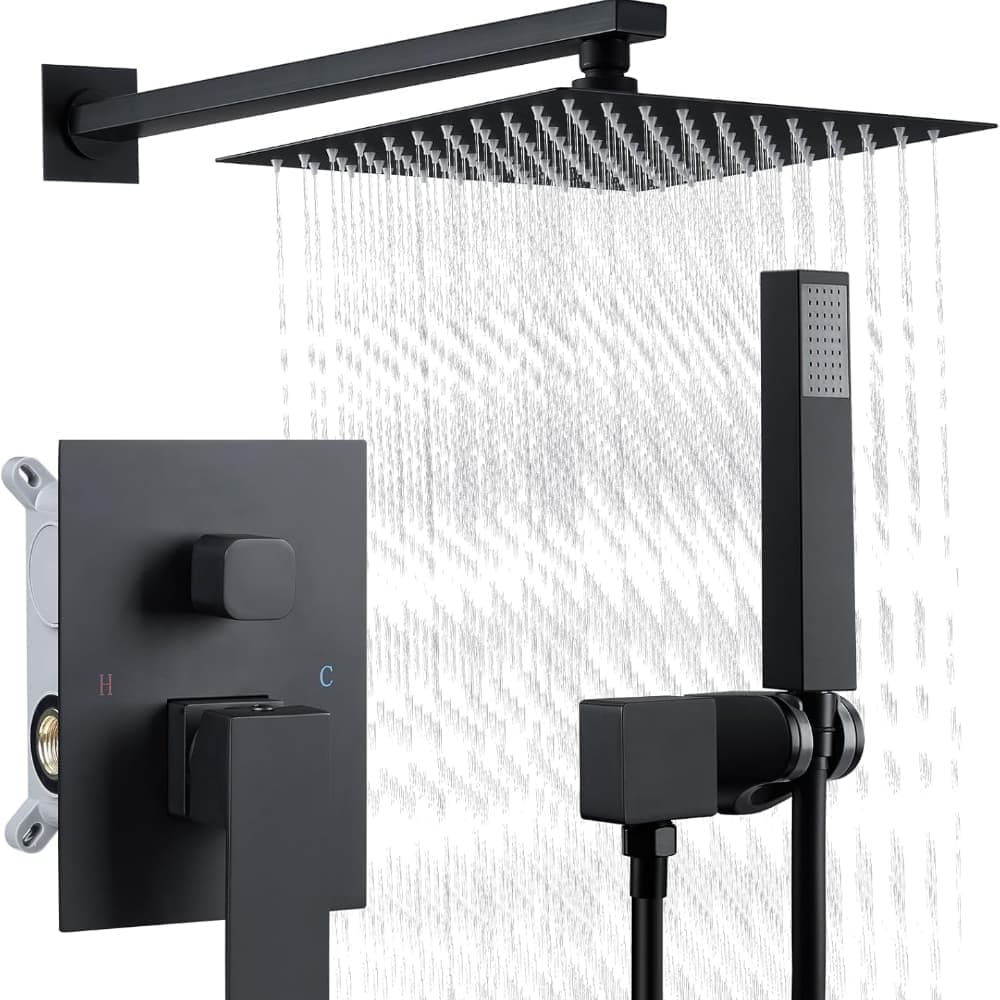 Qeetex CJ-PHO-15USEYI9 Shower Faucet Set - 10 Inch Large Shower Head Wall Mounted with Handheld Shower Mode