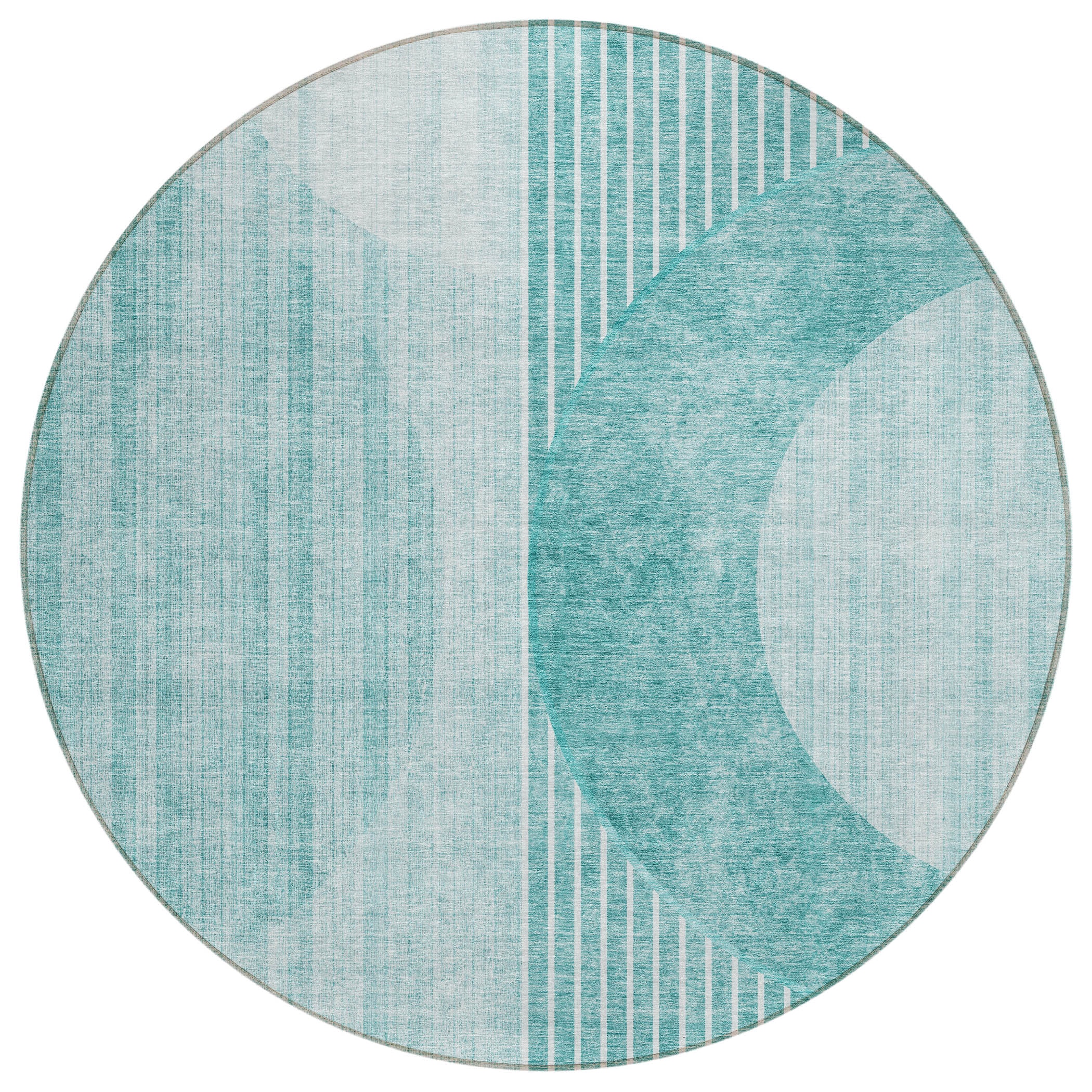 Addison Rugs ACN676TE8RO Chantille ACN676TE 8 x 8 (ft) Polyester Teal Round Indoor/Outdoor Geometric Machine washable Area rug